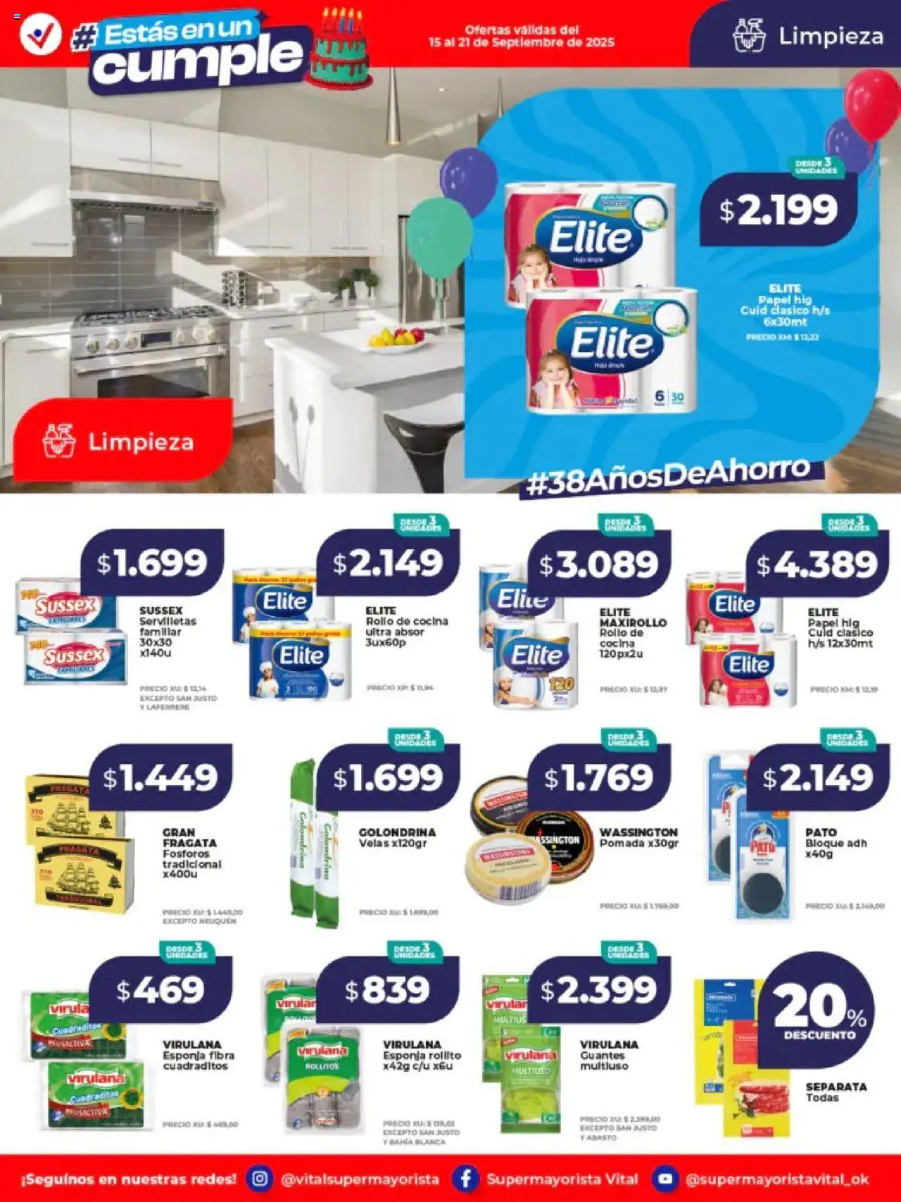 Vital - Ofertas │ válido desde el 15.09.2025 | Página: 9 | Productos: Fósforos, Pomada, Servilletas, Esponja