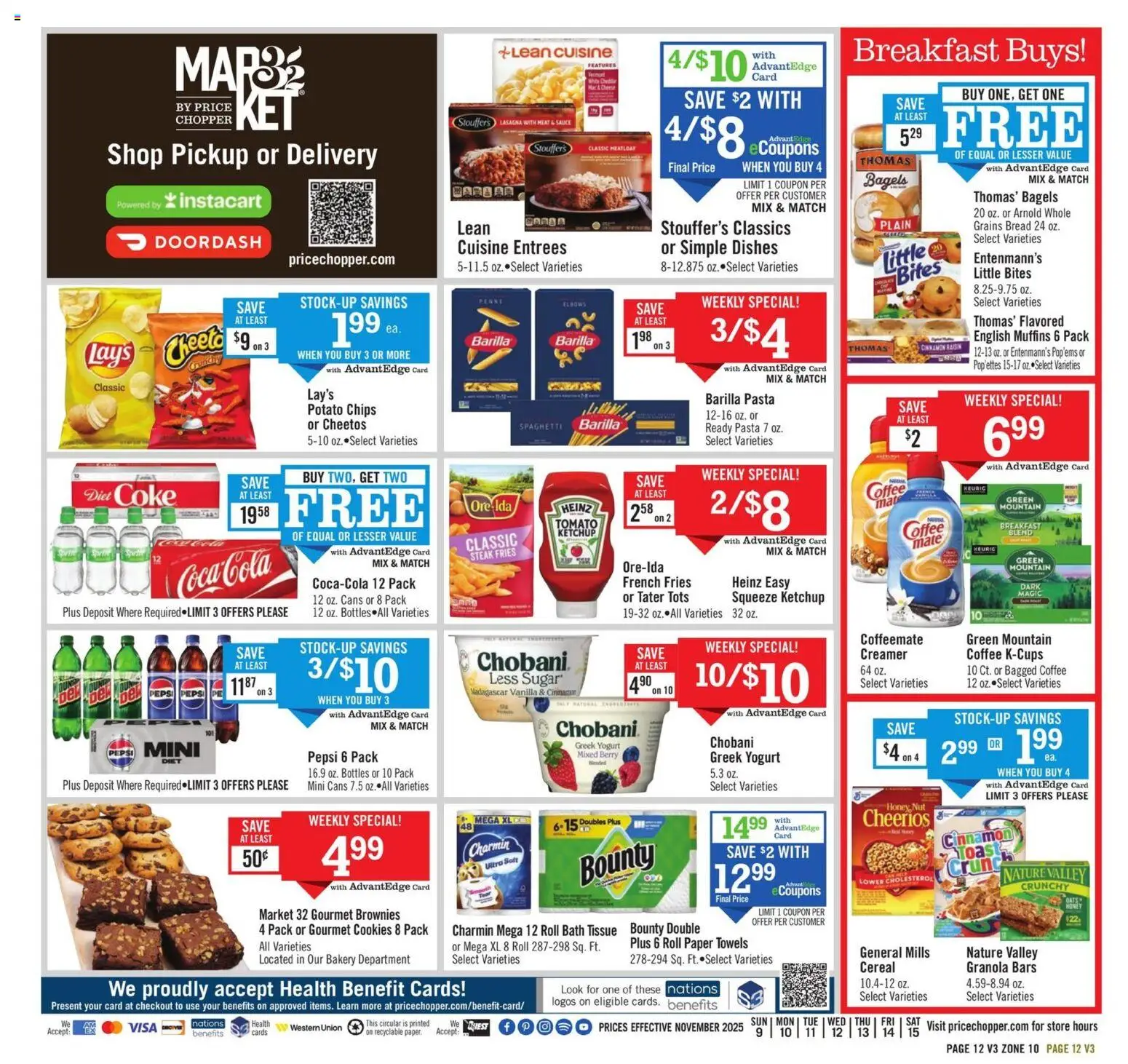 Price Chopper Weekly Ad - valid from 09.11.2025 | Page: 12 | Products: Bakery, Yogurt, Coffee, Cookies