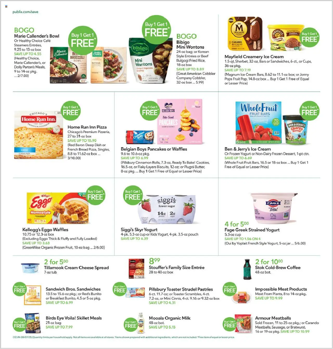 Publix Weekly Ad - valid from 06.08.2025 | Page: 12 | Products: Toaster, Yogurt, Cream, Ice cream