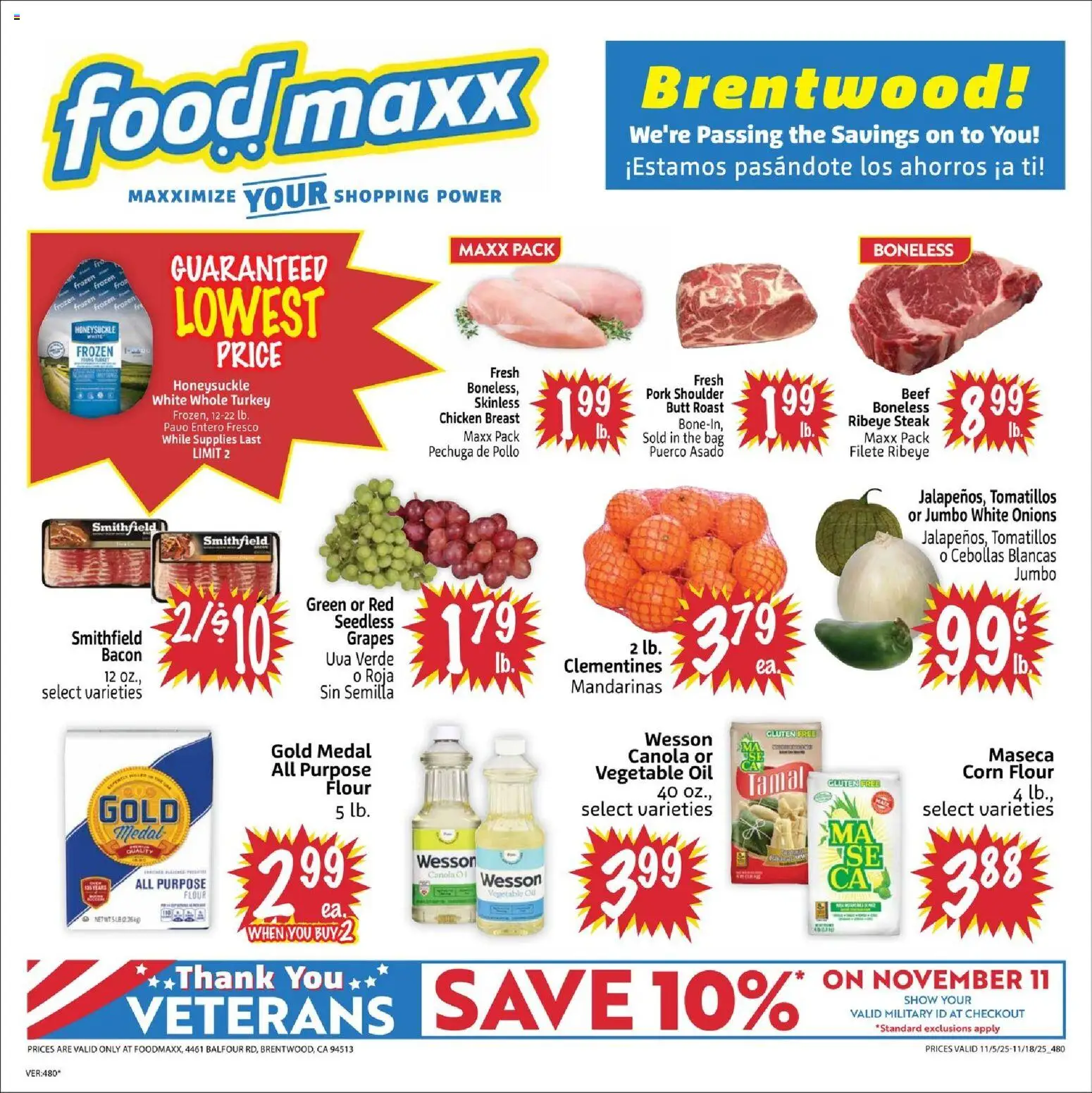 FoodMaxx Weekly Ad - valid from 05.11.2025 | Page: 1 | Products: Corn, Oil, Pork, Bag