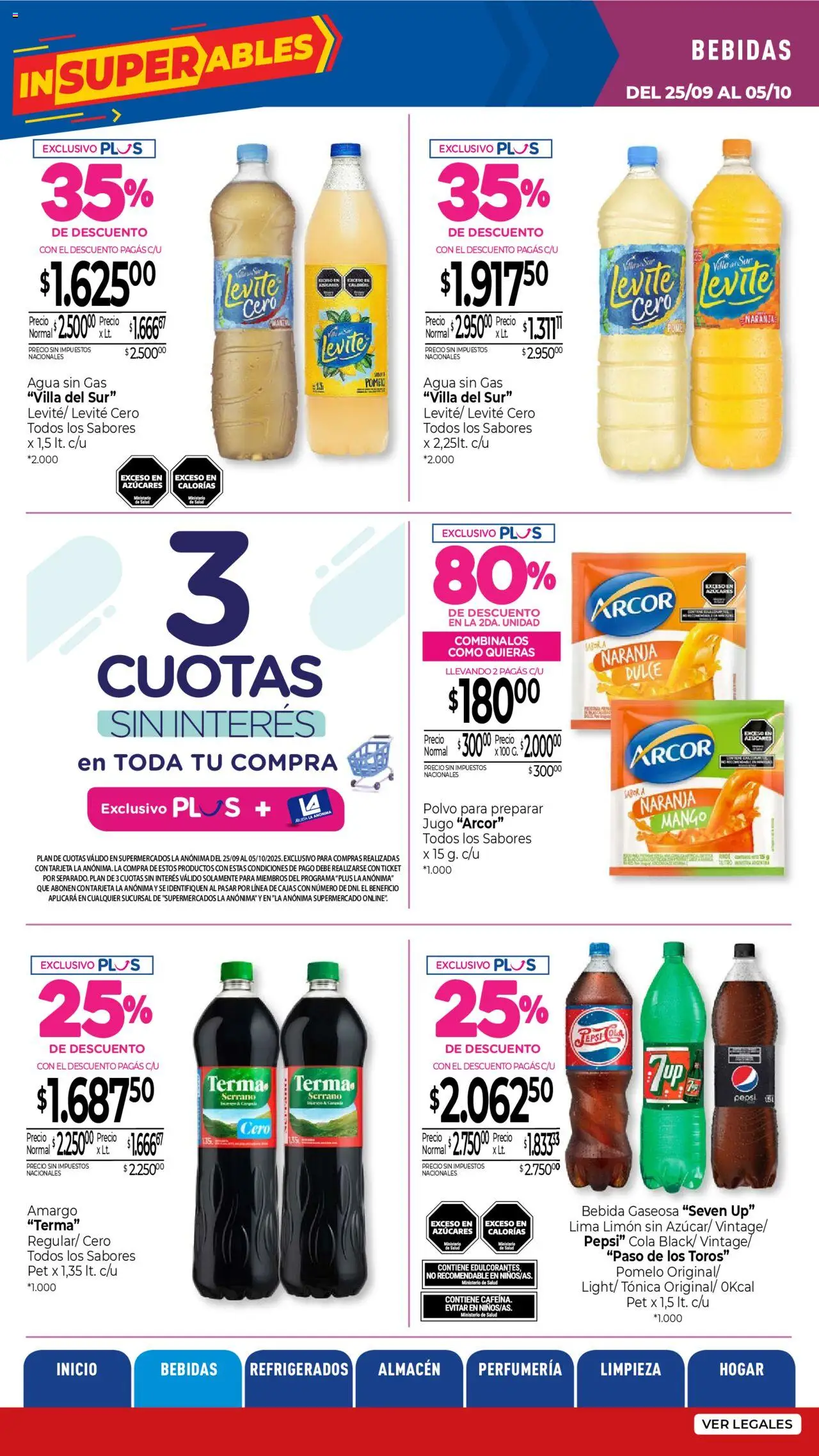 La Anonima catálogo │ válido desde el 25.09.2025 | Página: 10 | Productos: Polvo, Gaseosa, Lima, Pomelo