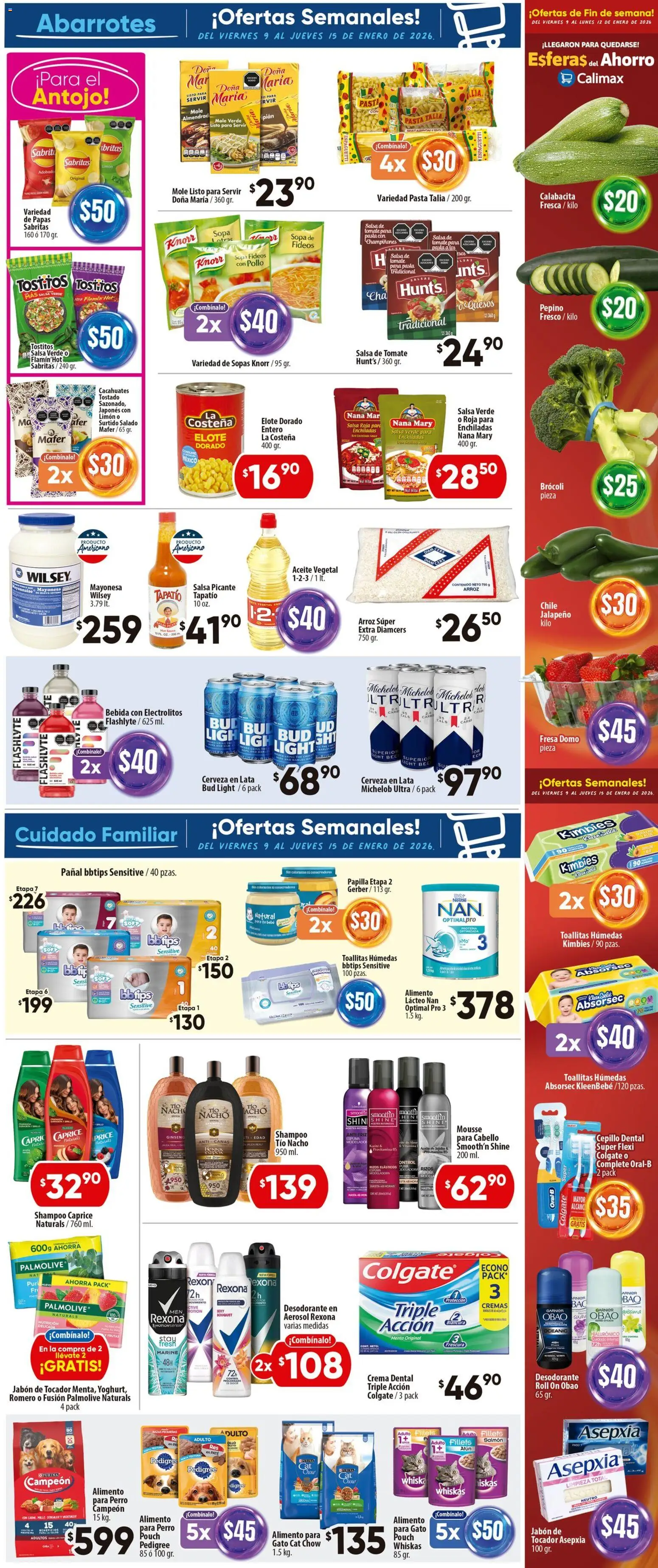 Nuevas ofertas de Calimax válidas en toda la República Mexicana desde el 09.01.2026. ¡Encuentra las mejores ofertas en Calimax folleto Tecate! | Página: 5 | Productos: Mayonesa, Toallitas húmedas, Aceite, Jabón