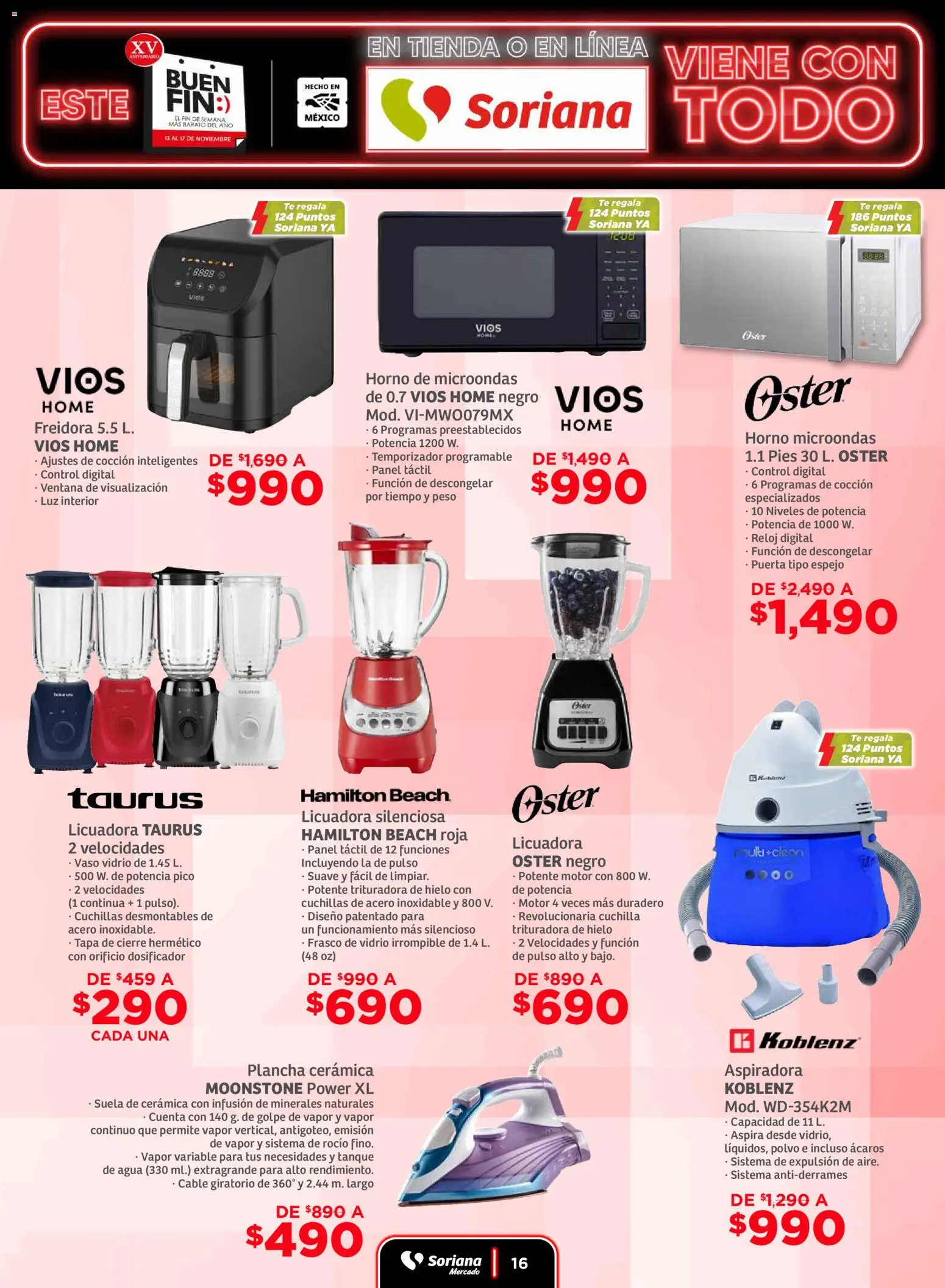 Nuevas ofertas de Soriana válidas en toda la República Mexicana desde el 13.11.2025. ¡Encuentra las mejores ofertas en Soriana - Buen Fin Mercado Nacional! | Página: 16 | Productos: Frasco, Agua, Pico, Polvo