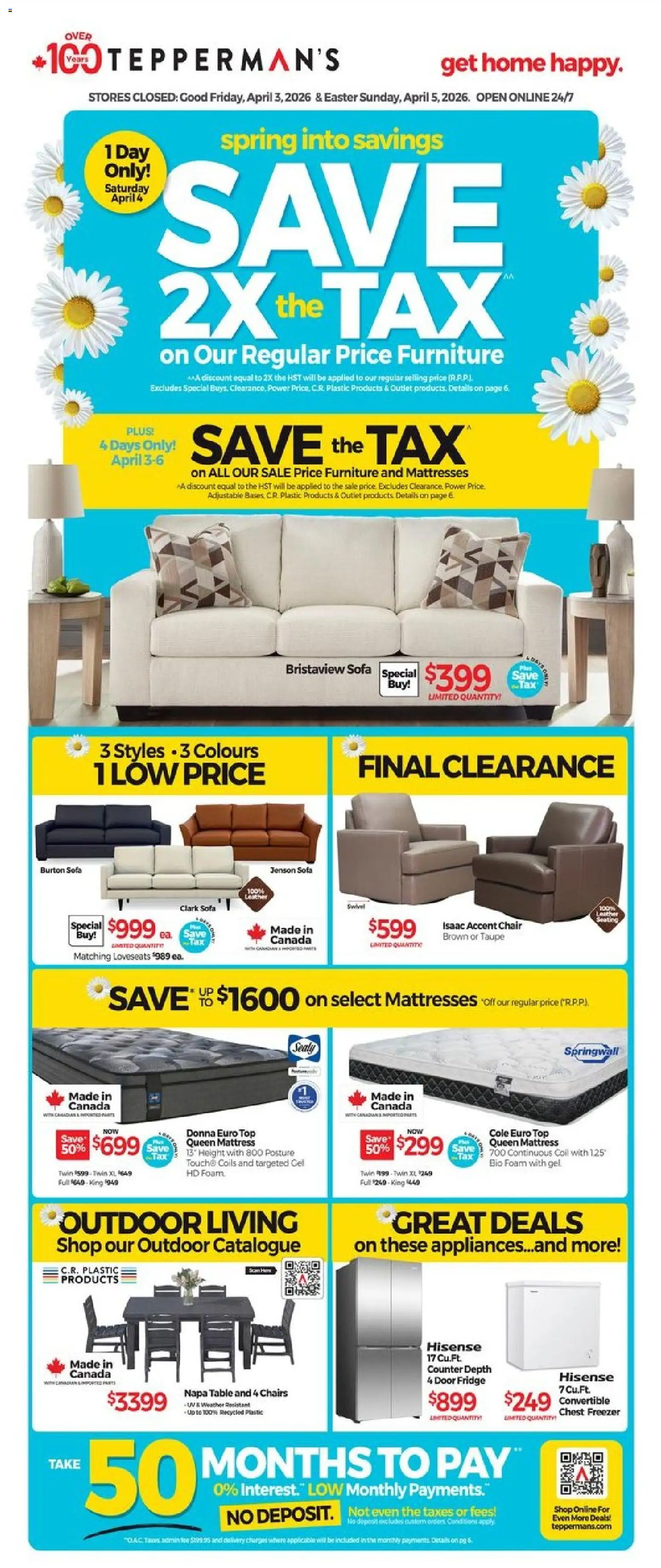 Tepperman's flyer valid from 03.04.2026 | Page: 2 | Products: Freezer, Sofa, Table, Chair