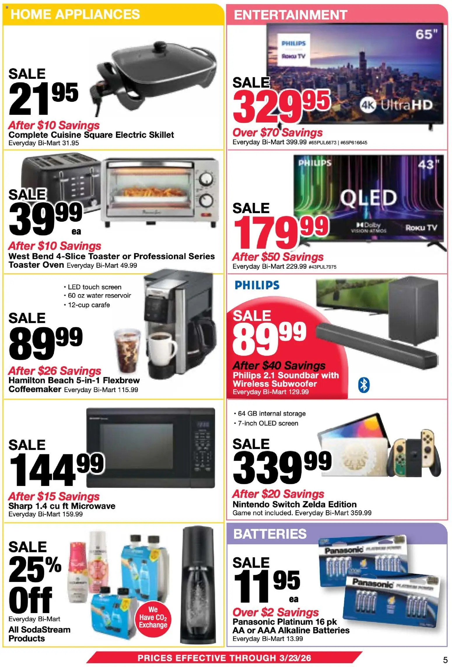 Bi-Mart Membership Savings Book - valid from 10.03.2026 | Page: 5 | Products: Toaster, Water, Switch, Tv