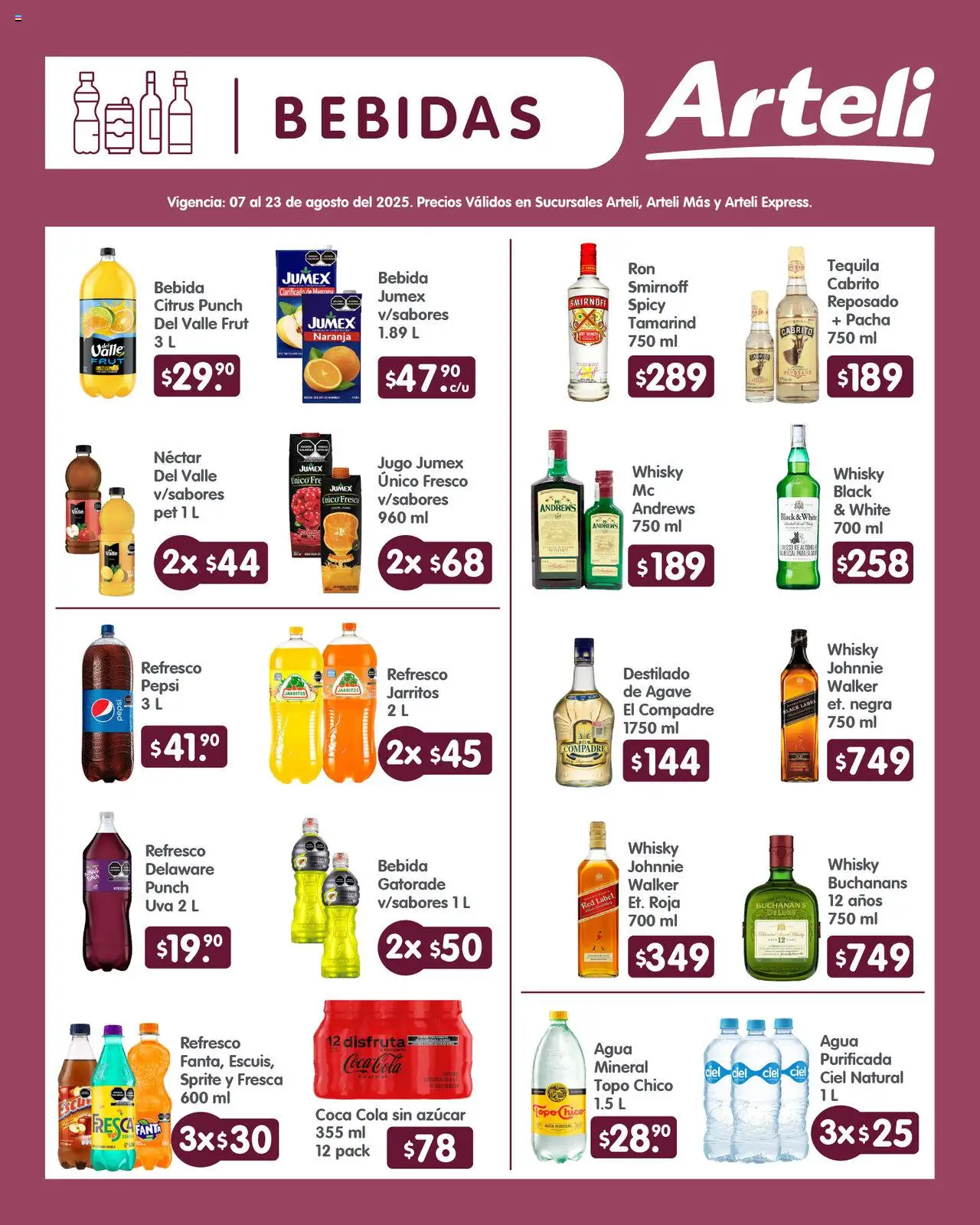 Nuevas ofertas de Arteli válidas en toda la República Mexicana desde el 07.08.2025. ¡Encuentra las mejores ofertas en Arteli - Folleto Quincenal ! | Página: 6 | Productos: Azúcar, Refresco, Manzana, Tequila