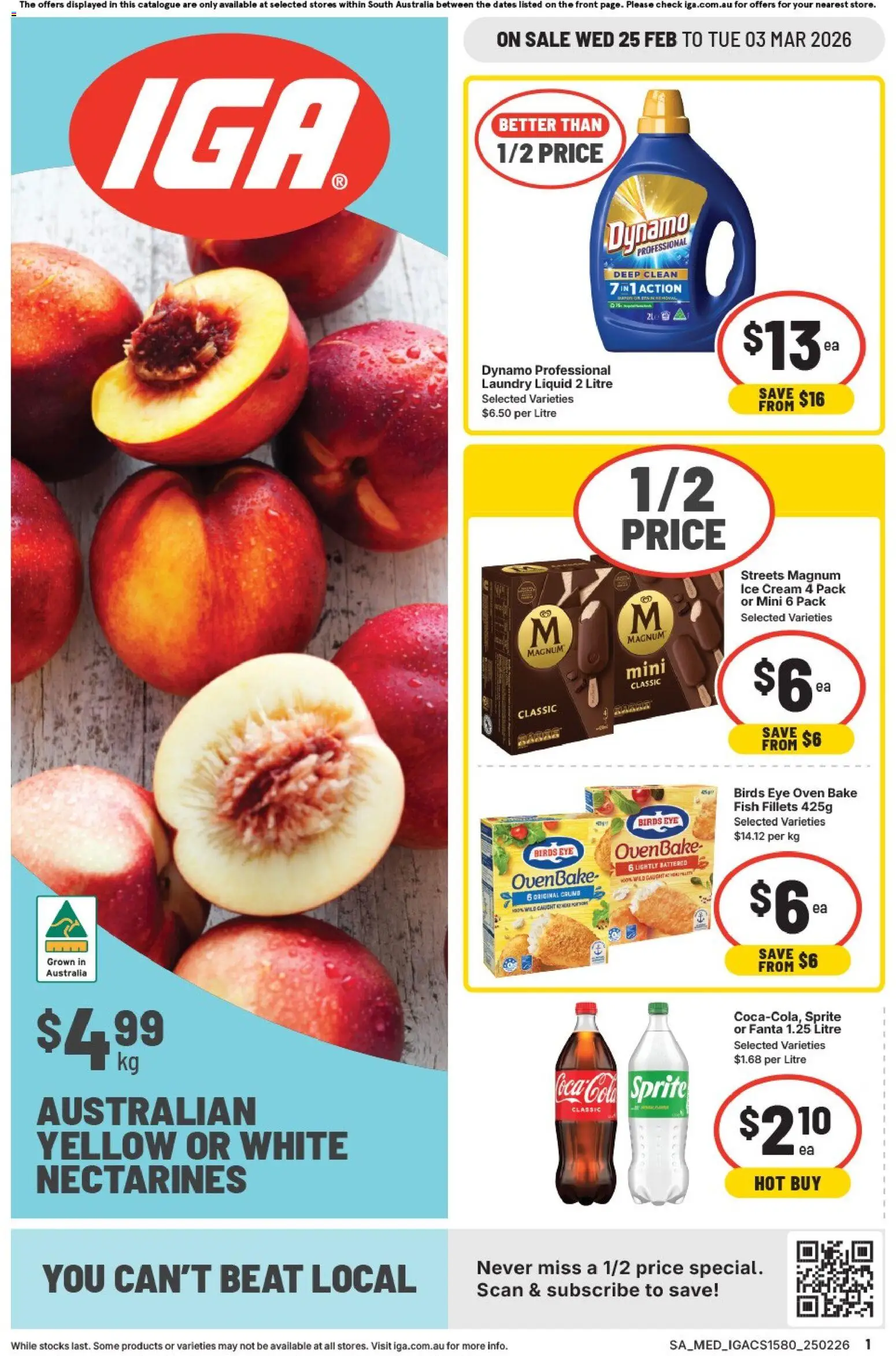 IGA catalogue - valid from 25.02.2026 | Page: 1 | Products: Fish, Cream, Ice cream, Laundry