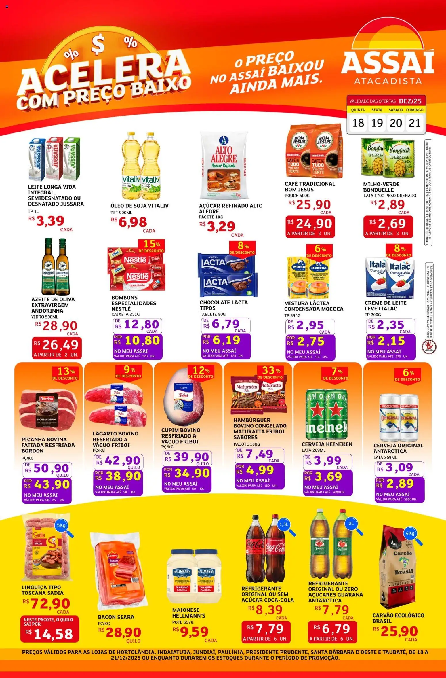 Assaí Atacadista Folheto - válido de 18.12.2025 | Página: 1 | Produtos: Picanha, Cerveja, Heineken, Creme