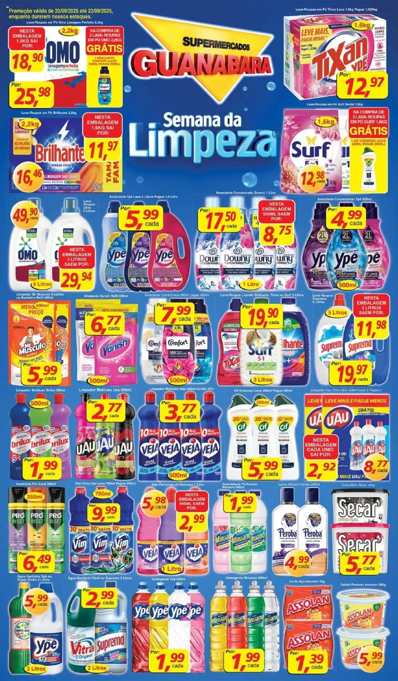 Supermercados Guanabara Folheto - válido de 20.09.2025 | Página: 1 | Produtos: Alvejante, Vanish, Inseticida, Água sanitária