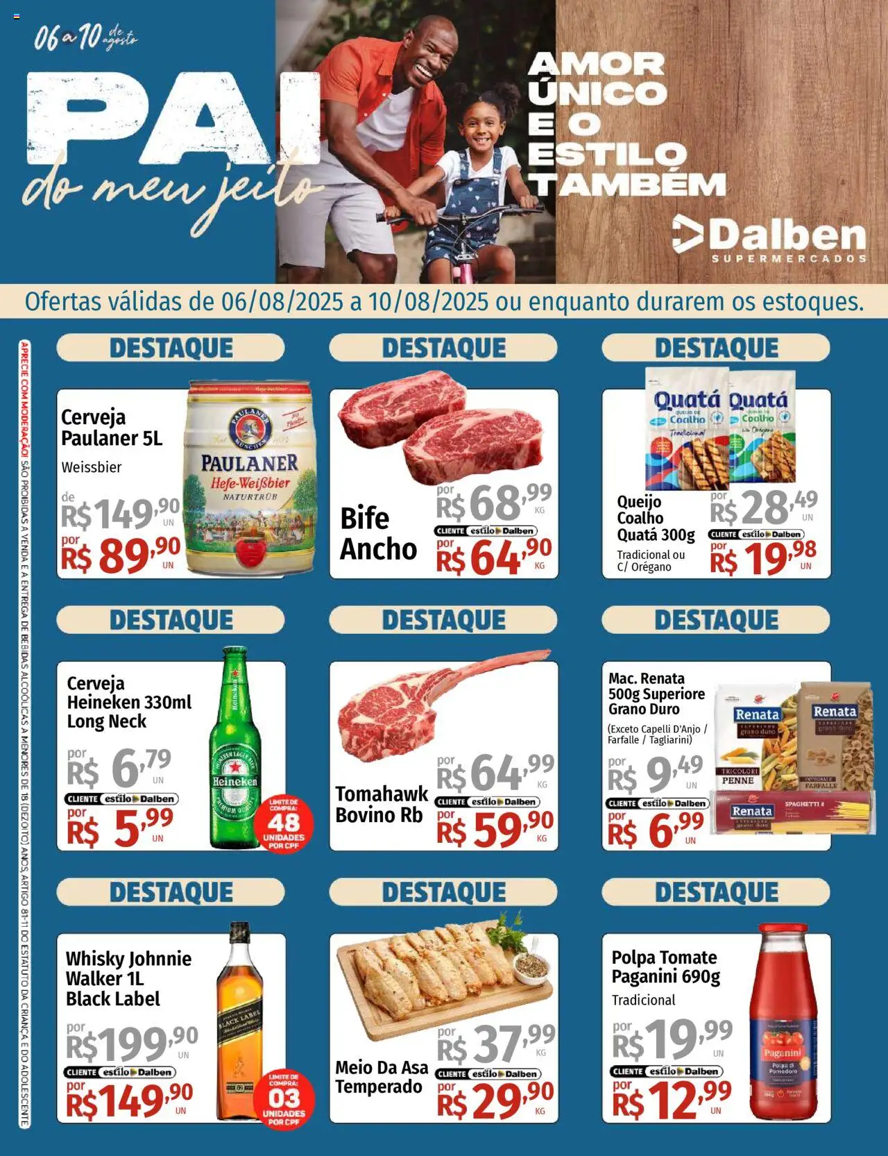 Supermercado Dalben Folheto - válido de 06.08.2025 | Página: 1 | Produtos: Whisky, Cerveja, Heineken, Orégano