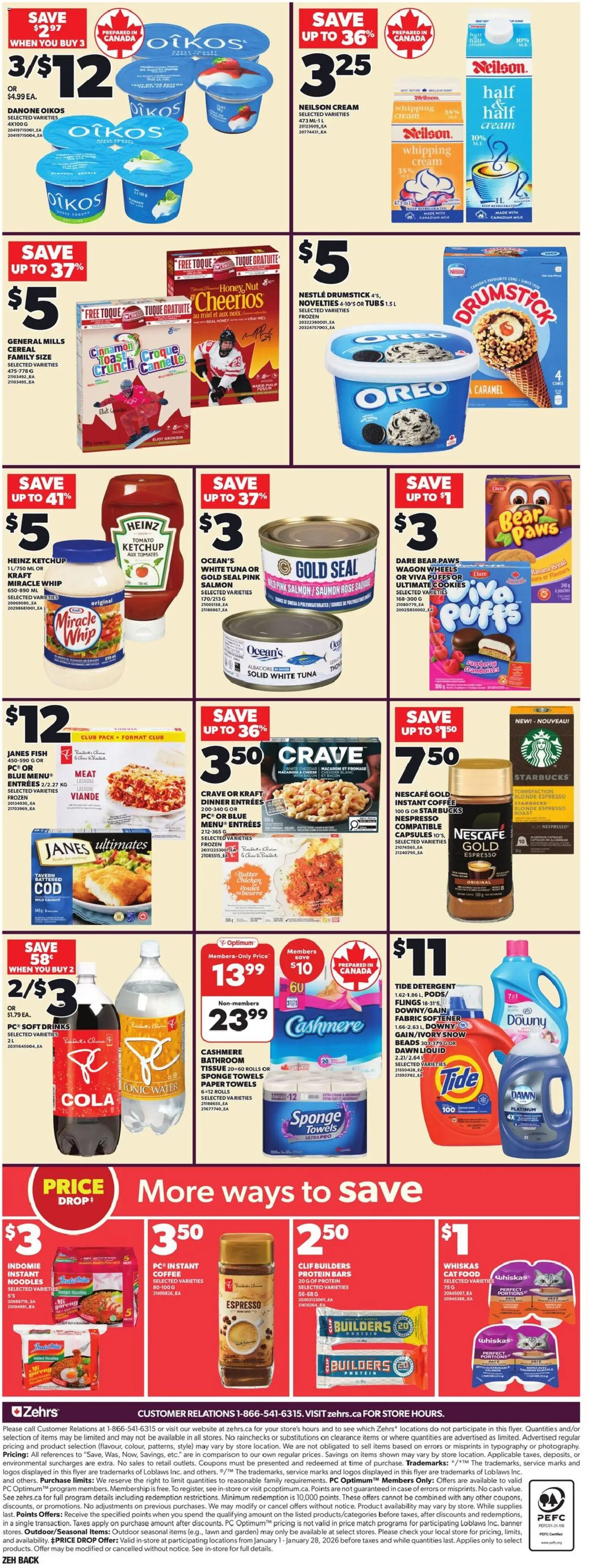 Zehrs flyer valid from 08.01.2026 | Page: 4 | Products: Ketchup, Milk, Cheese, Bread