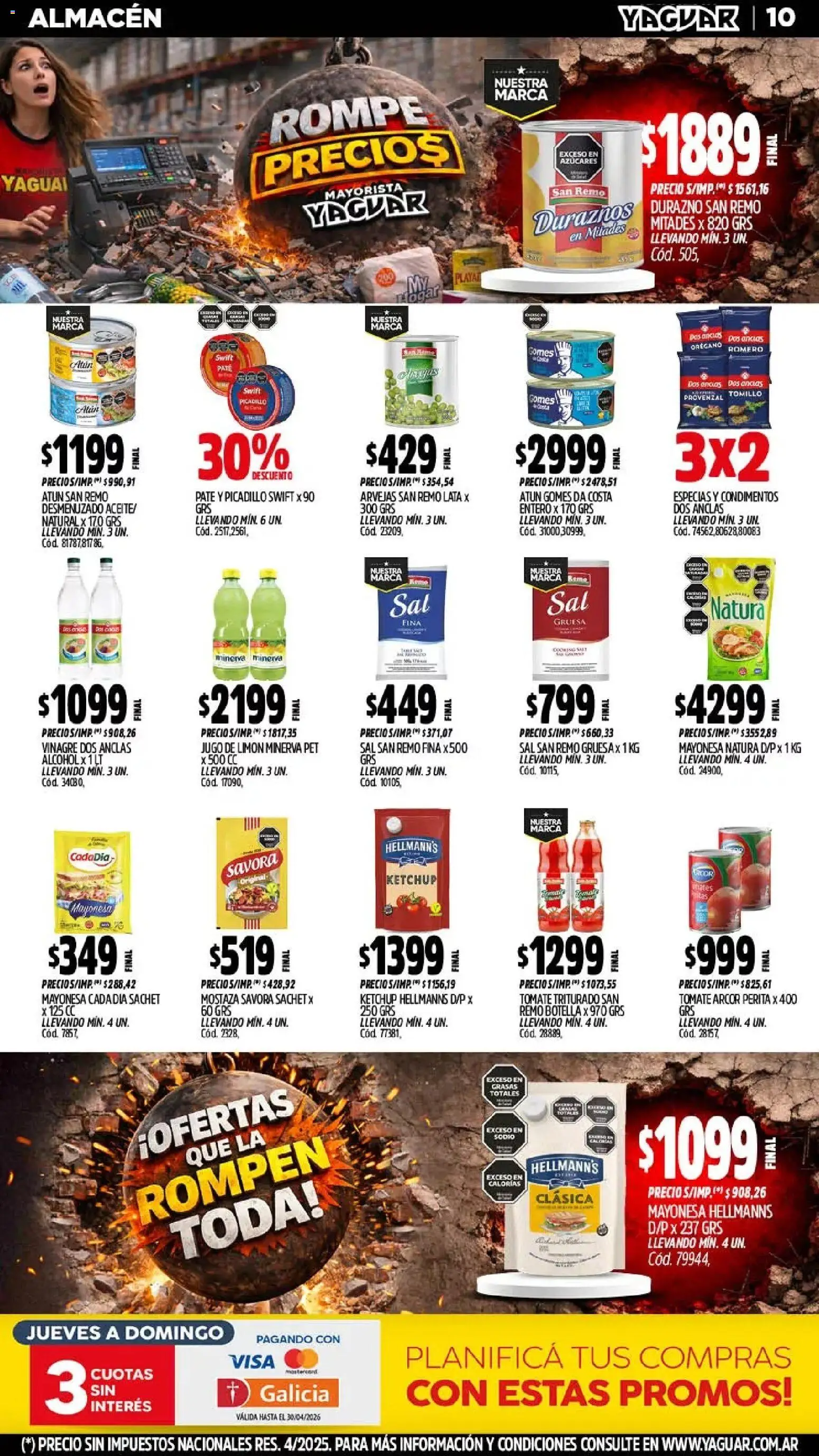 Yaguar - Oferta Semanal Mendoza │ válido desde el 13.04.2026 | Página: 10 | Productos: Mayonesa, Ketchup, Mostaza, Tomate