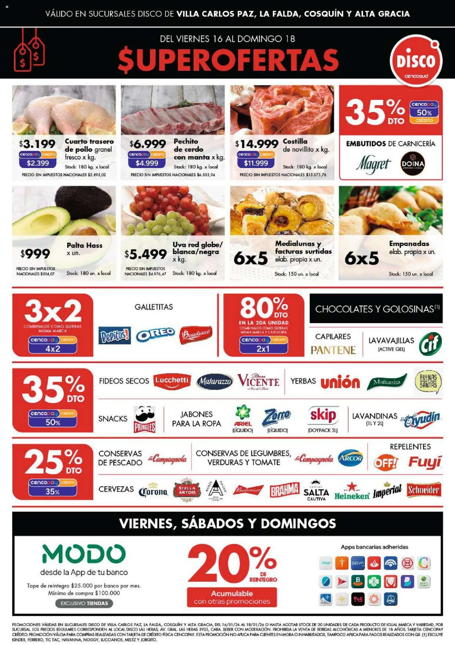 Disco - Ofertas | Punilla │ válido desde el 15.01.2026 | Página: 1 | Productos: Disco, Pescado, Tomate, Ropa