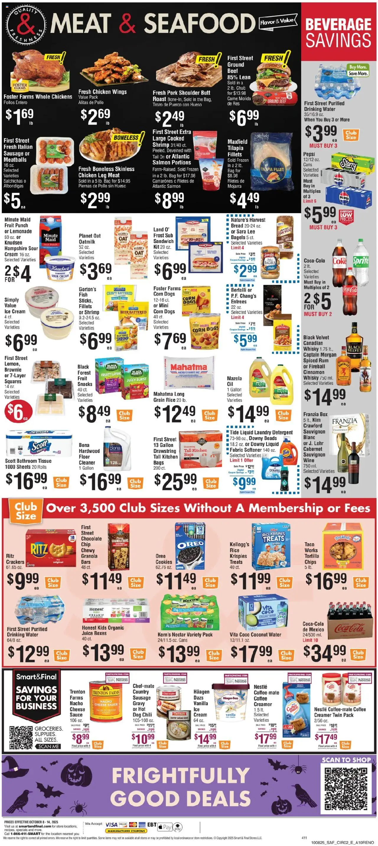 Smart & Final Weekly Ad - valid from 08.10.2025 | Page: 3 | Products: Juice, Pork, Cookies, Sausage