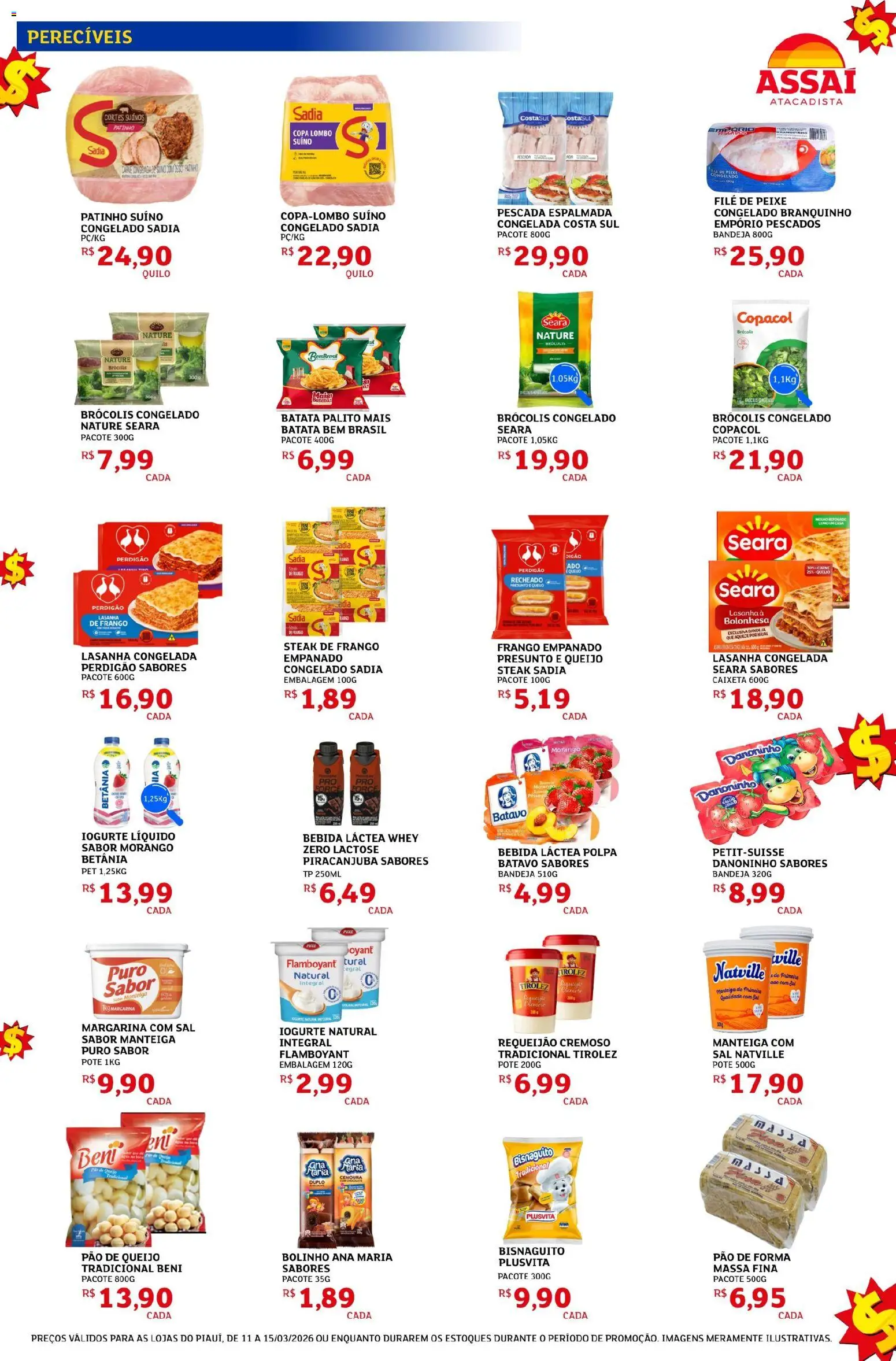 Assaí Atacadista Folheto - válido de 11.03.2026 | Página: 3 | Produtos: Queijo, Presunto, Cenoura, Brócolis