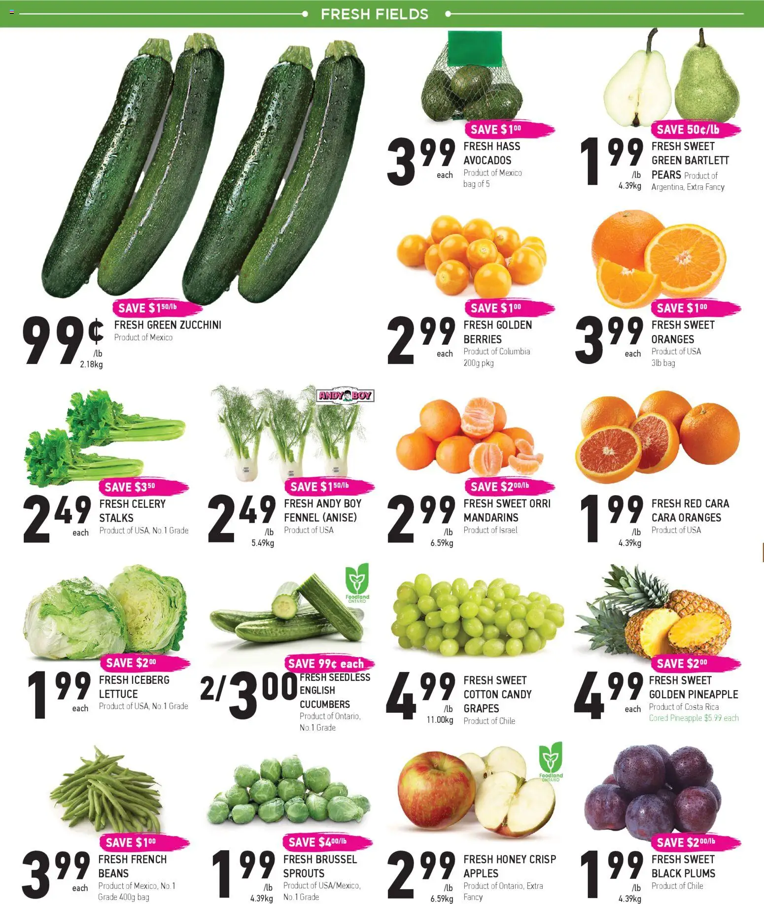 Coppas Fresh Market flyer valid from 09.04.2026 | Page: 2 | Products: Pineapple, Cucumbers, Bag, Oranges