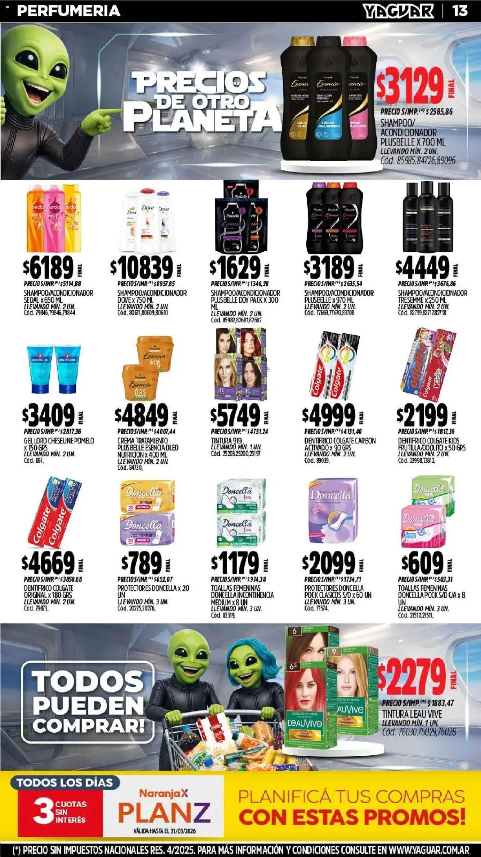 Yaguar - Oferta Semanal Neuquen │ válido desde el 02.03.2026 | Página: 13 | Productos: Toallas, Tintura, Pomelo, Crema