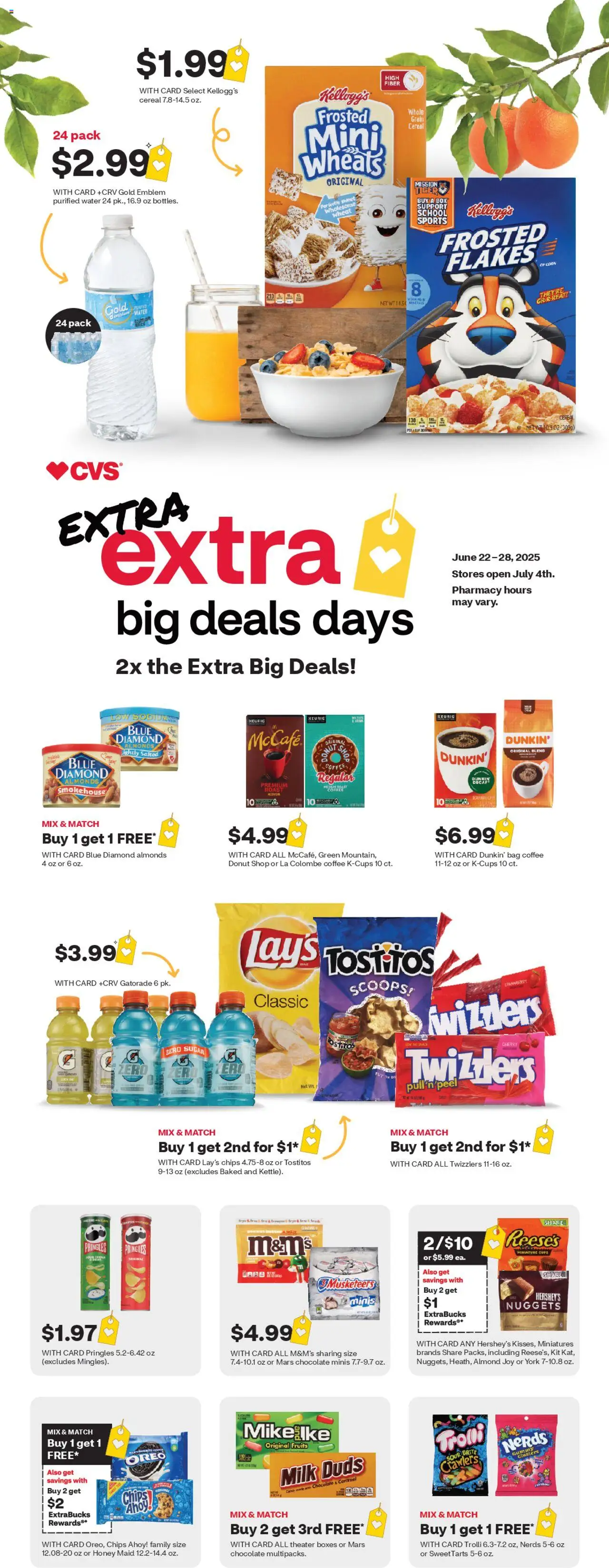 CVS Pharmacy Weekly Ad - valid from 22.06.2025 | Page: 1 | Products: Chips, Cream, Flakes, Watch