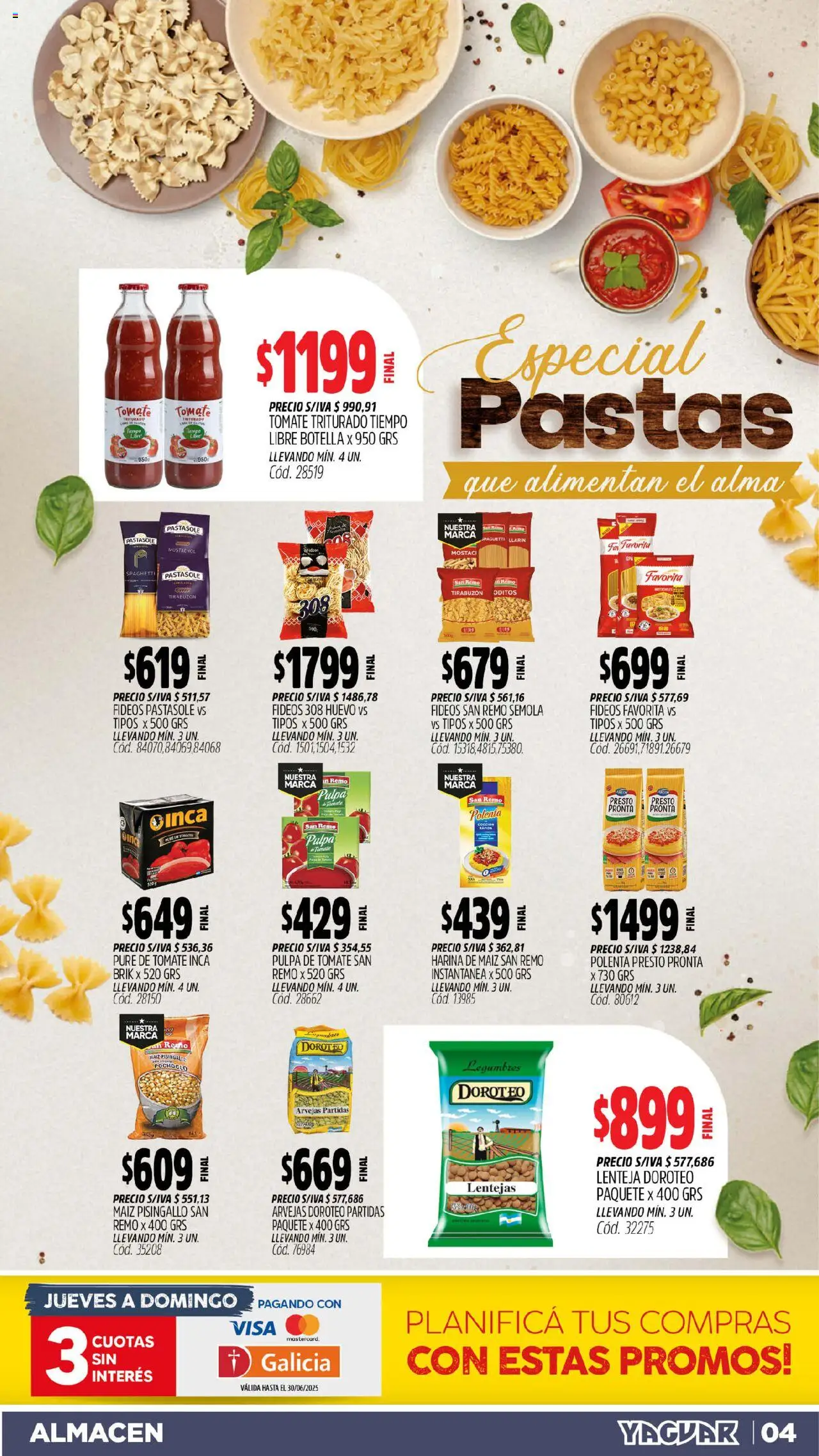 Yaguar catálogo │ válido desde el 16.06.2025 | Página: 4 | Productos: Botella, Harina, Polenta, Fideos