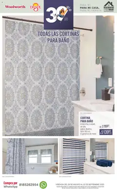 Nuevas ofertas de Del Sol y Woolworth válidas en toda la República Mexicana desde el 28.08.2025. ¡Encuentra las mejores ofertas en Del Sol y Woolworth - Catálogo - Para mi casa! | Página: 22 | Productos: Cortinas, Baño