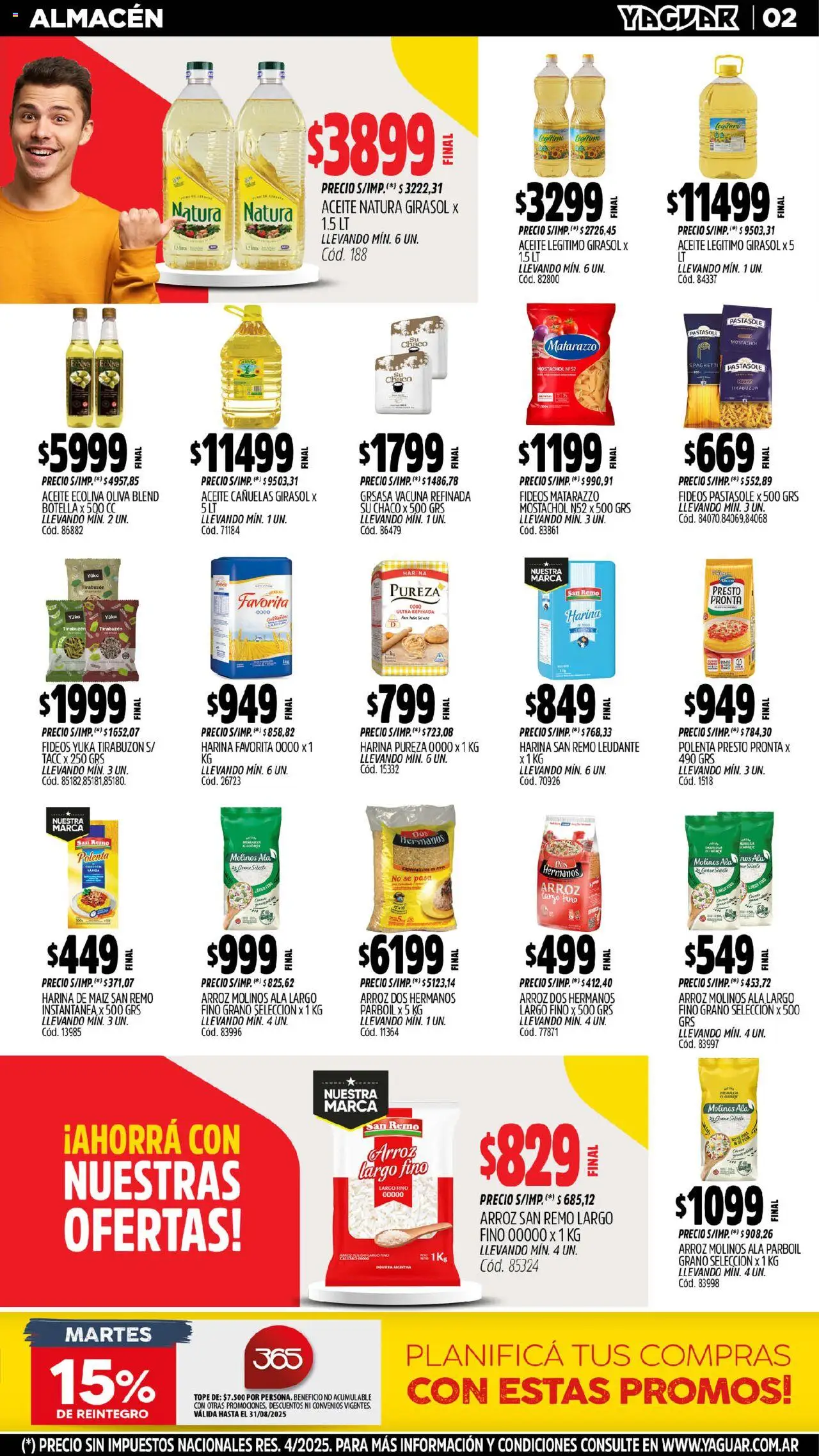 Yaguar - Chaco │ válido desde el 18.08.2025 | Página: 2 | Productos: Botella, Harina, Arroz, Fideos