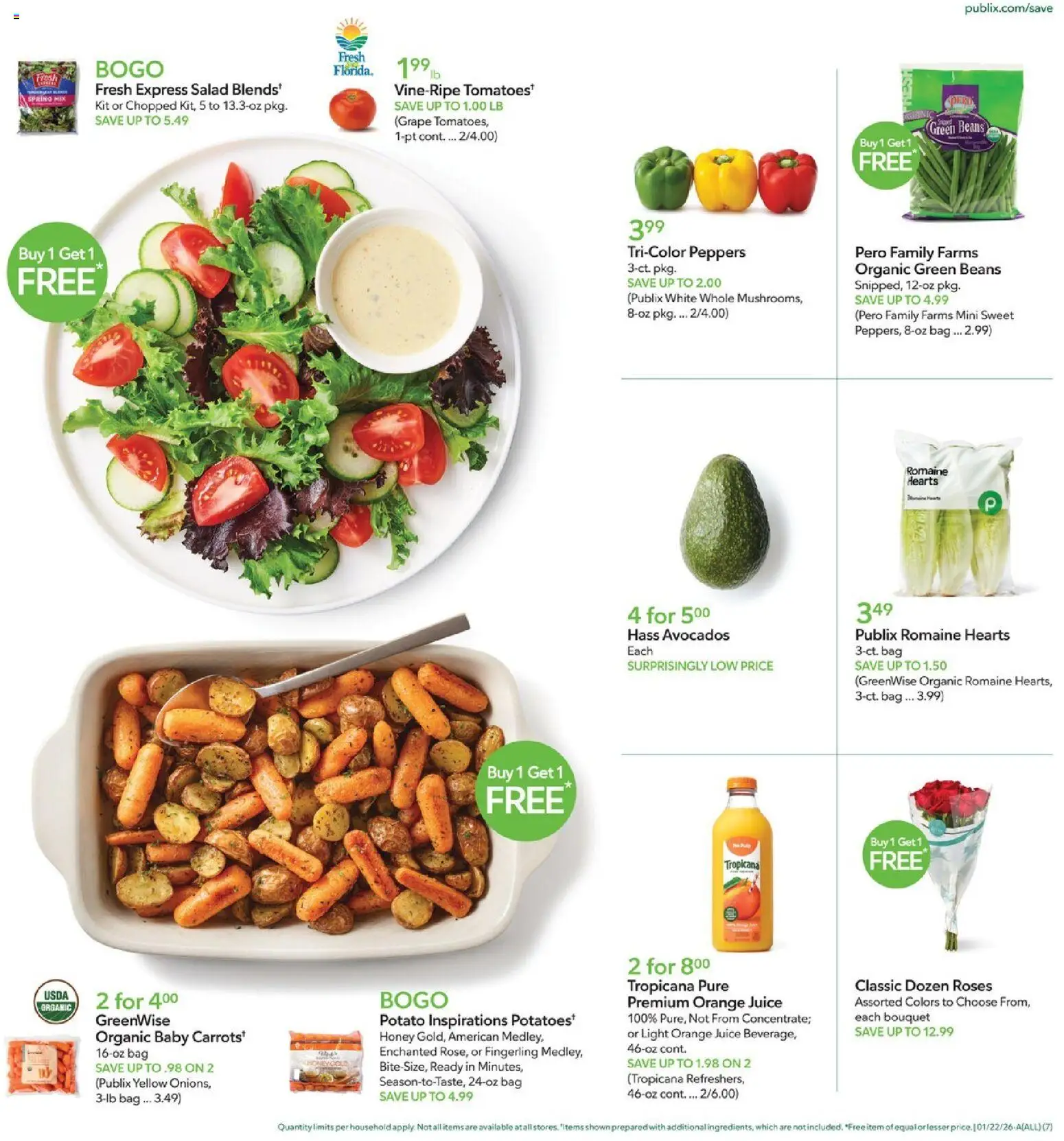 Publix Weekly Ad - valid from 21.01.2026 | Page: 7 | Products: Romaine, Peppers, Juice, Salad