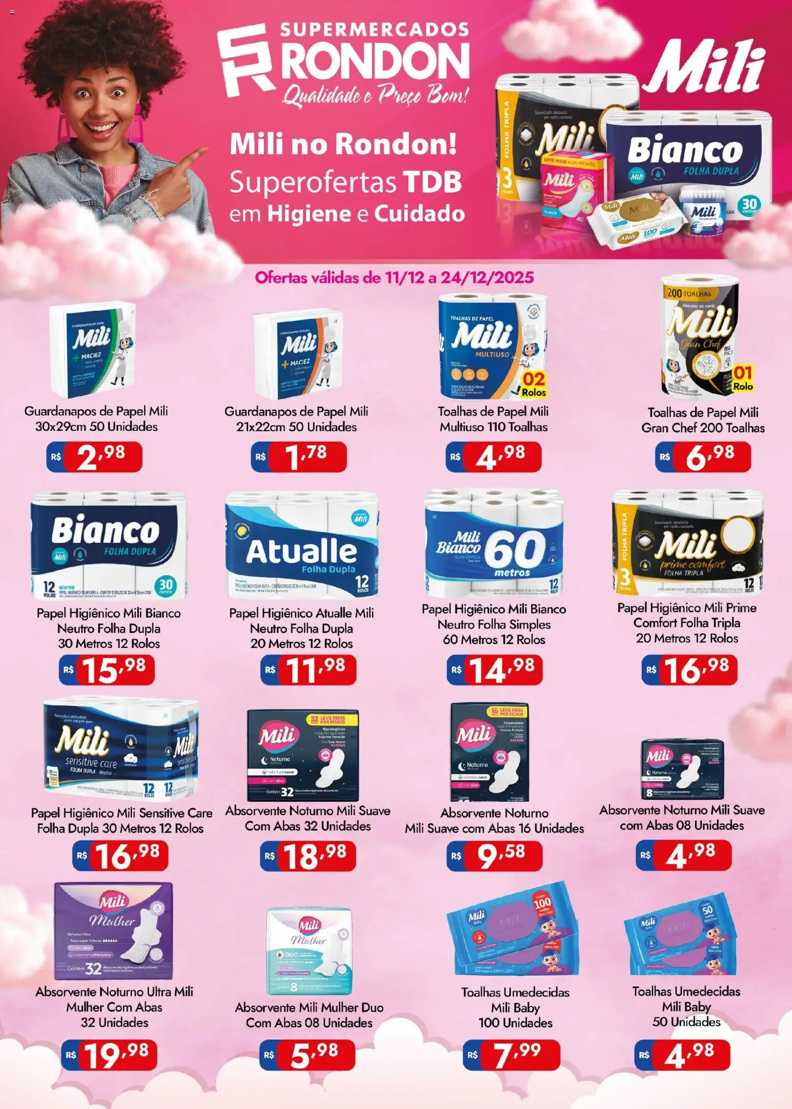 Supermercados Rondon Folheto - válido de 11.12.2025 | Página: 1 | Produtos: Rolo, Absorvente, Papel higiênico
