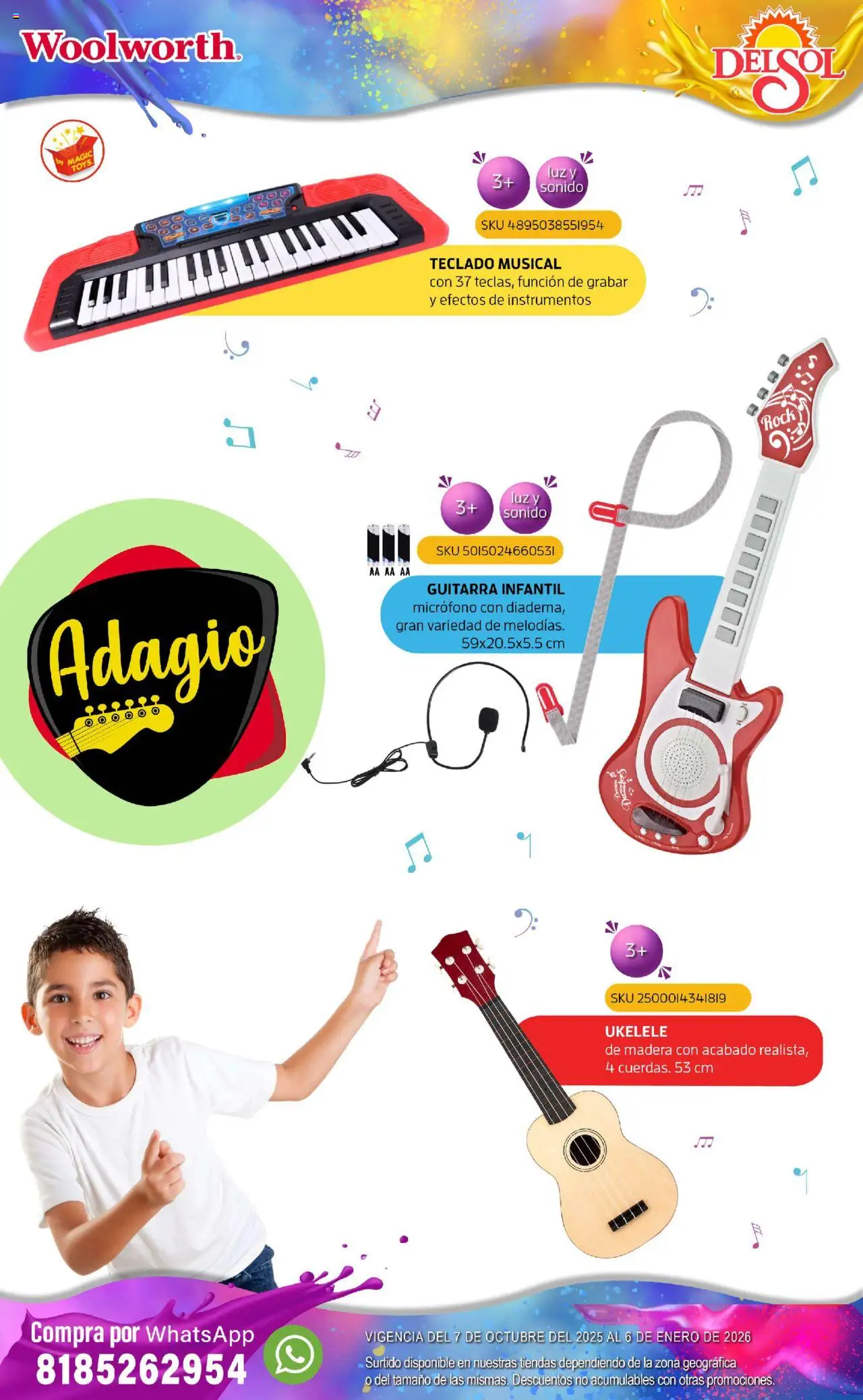Nuevas ofertas de Del Sol y Woolworth válidas en toda la República Mexicana desde el 07.10.2025. ¡Encuentra las mejores ofertas en Del Sol y Woolworth - Catálogo Castillo Del Juguete! | Página: 118 | Productos: Micrófono, Teclado