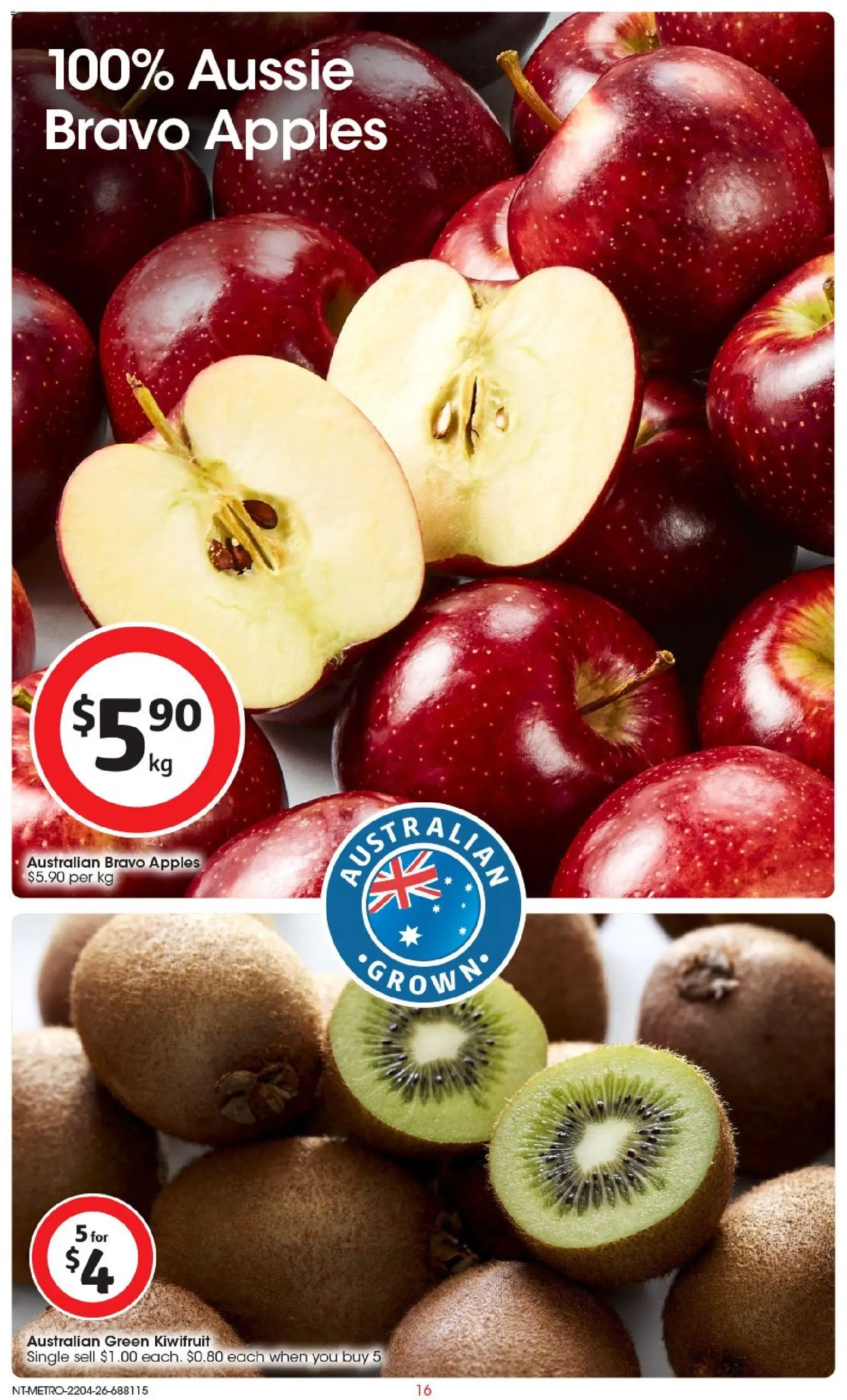 Coles catalogue - valid from 22.04.2026 | Page: 16 | Products: Apples, Kiwifruit
