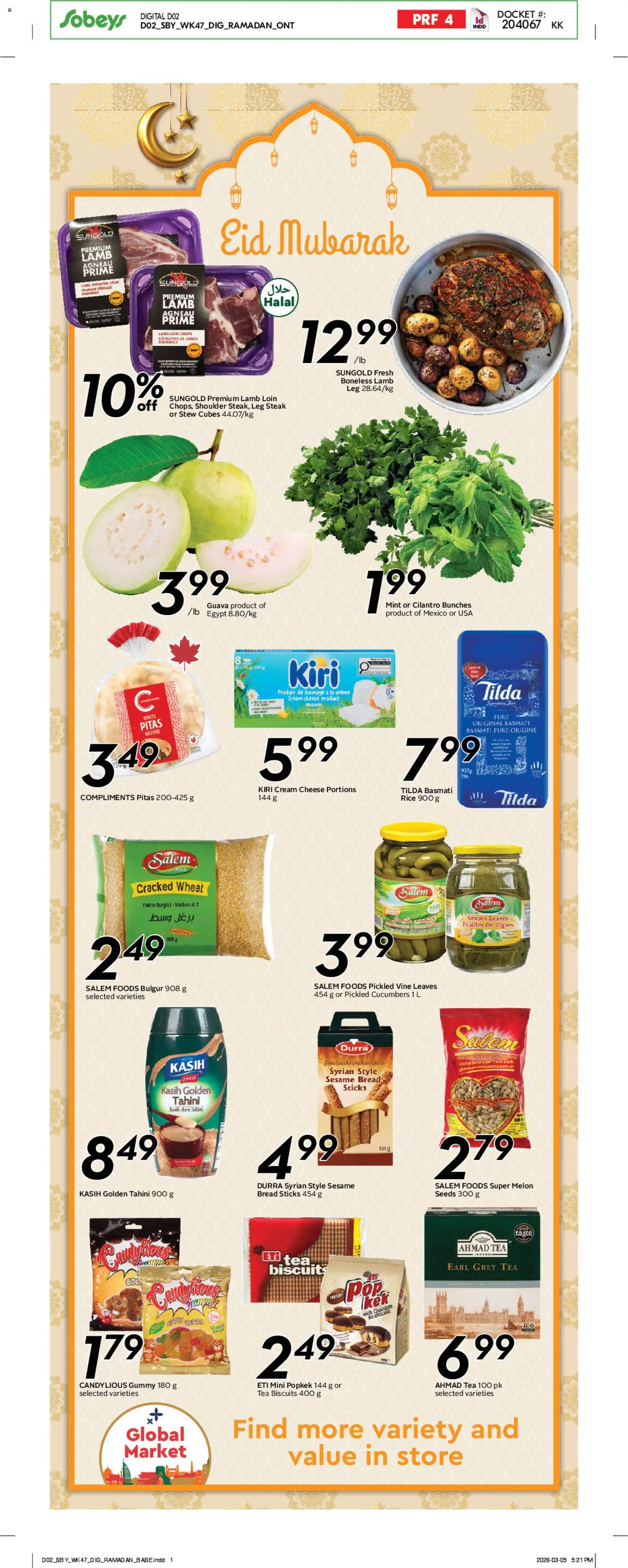 Sobeys flyer valid from 19.03.2026 | Page: 15 | Products: Rice, Cream, Cucumbers, Bread