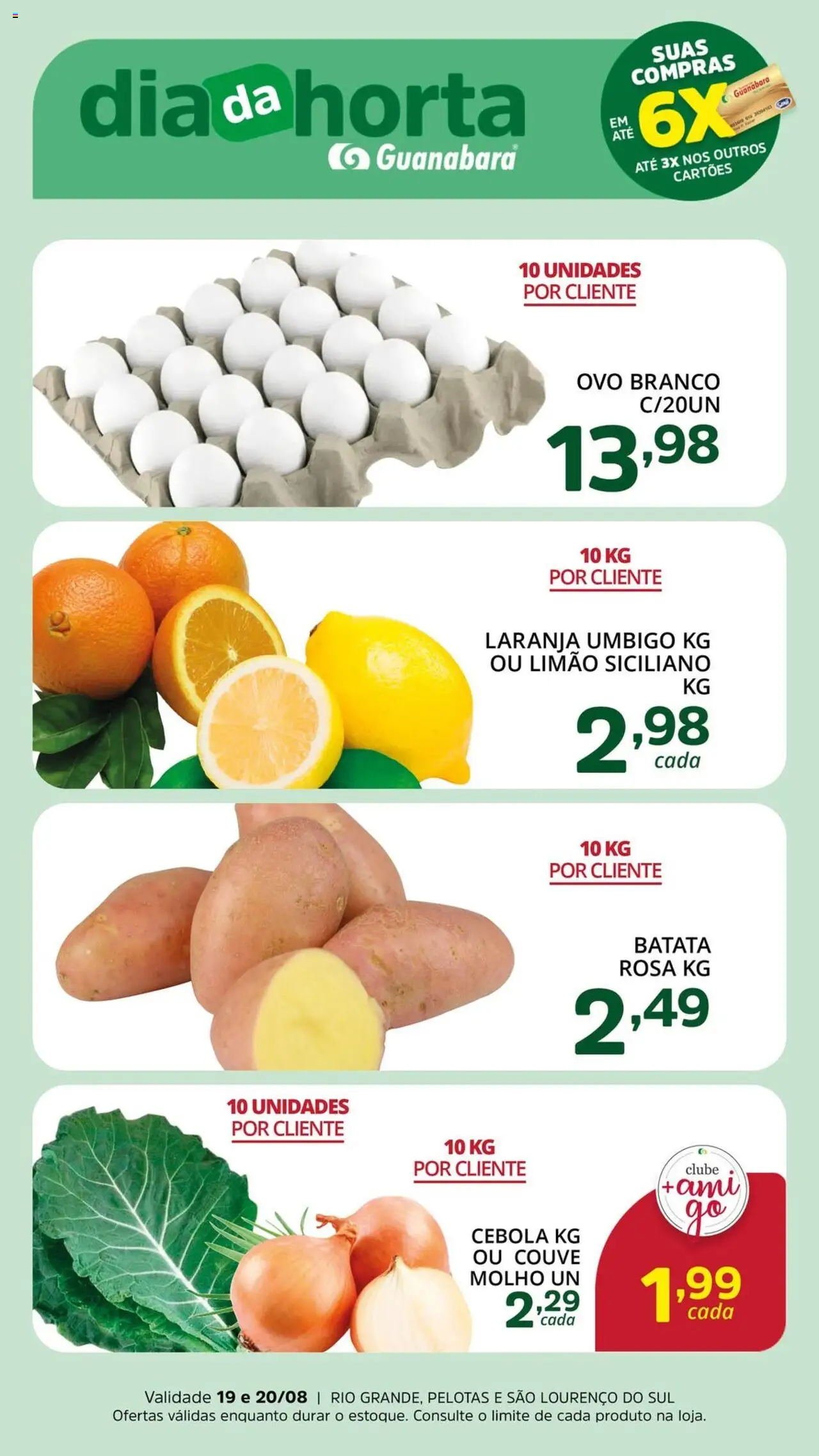 Supermercado Guanabara Folheto - válido de 19.08.2025 | Página: 2 | Produtos: Limão siciliano, Cebola, Batata, Couve