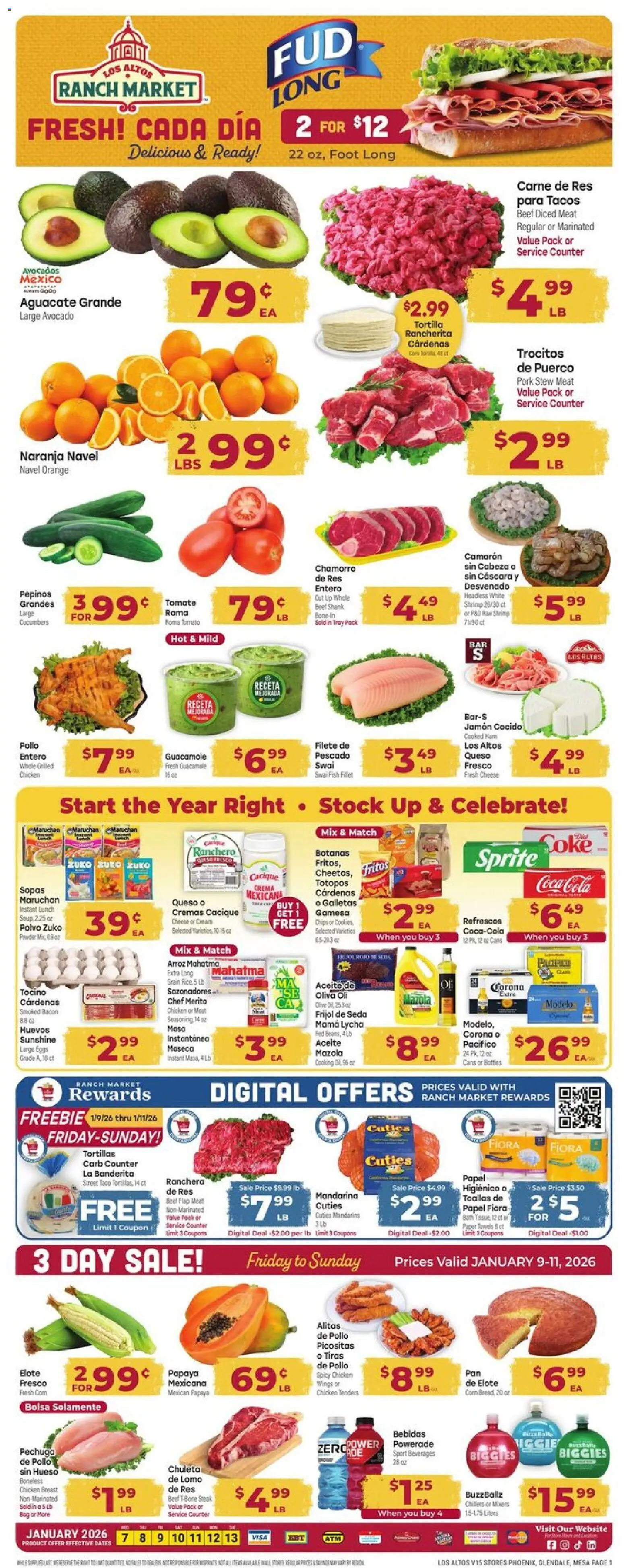 Cardenas Weekly Ad - AZ - valid from 07.01.2026 | Page: 1 | Products: Corn, Powder, Pork, Cucumbers