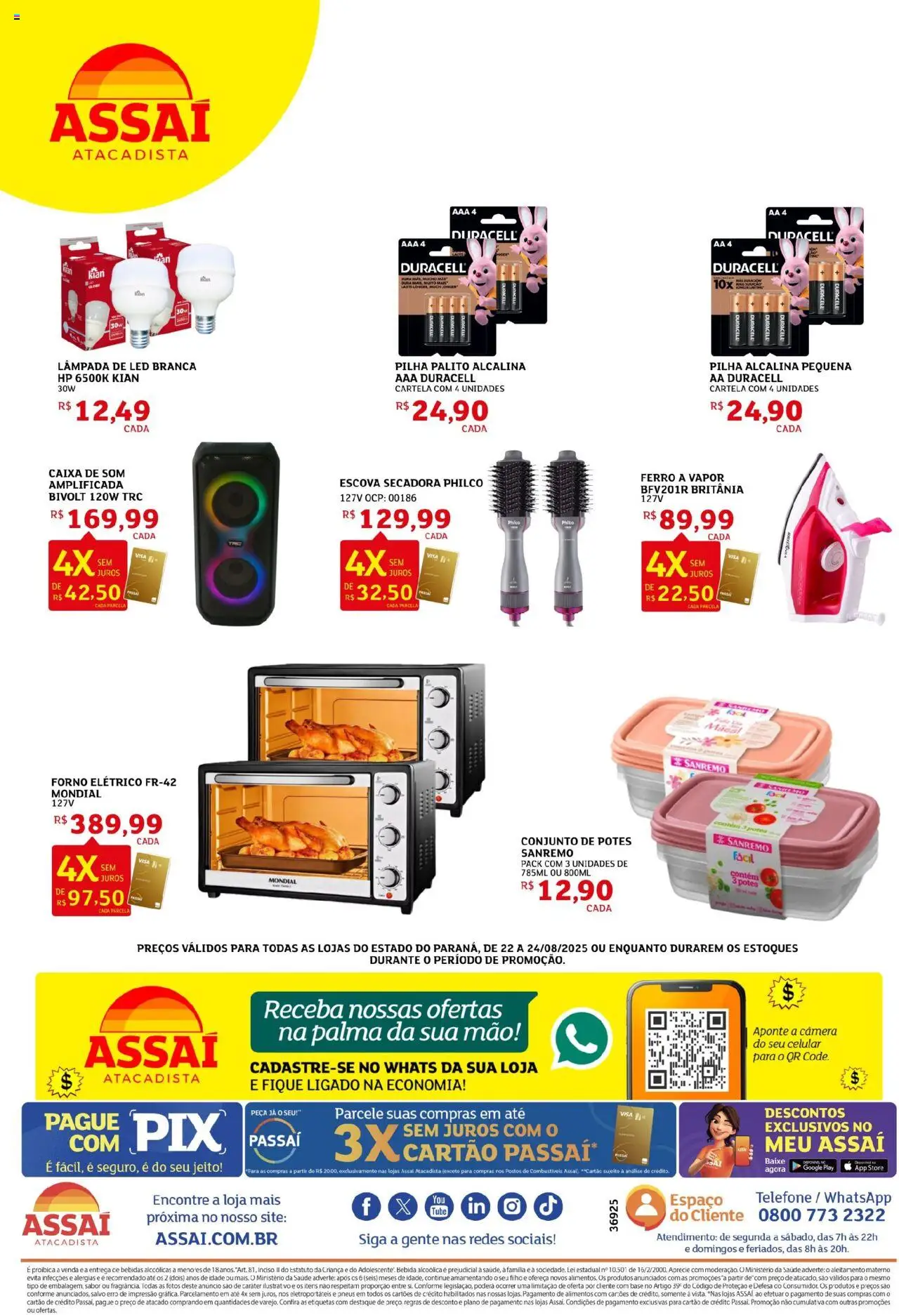 Assaí Atacadista Folheto - válido de 22.08.2025 | Página: 2 | Produtos: Forno, Lâmpada, Ferro a vapor, Base