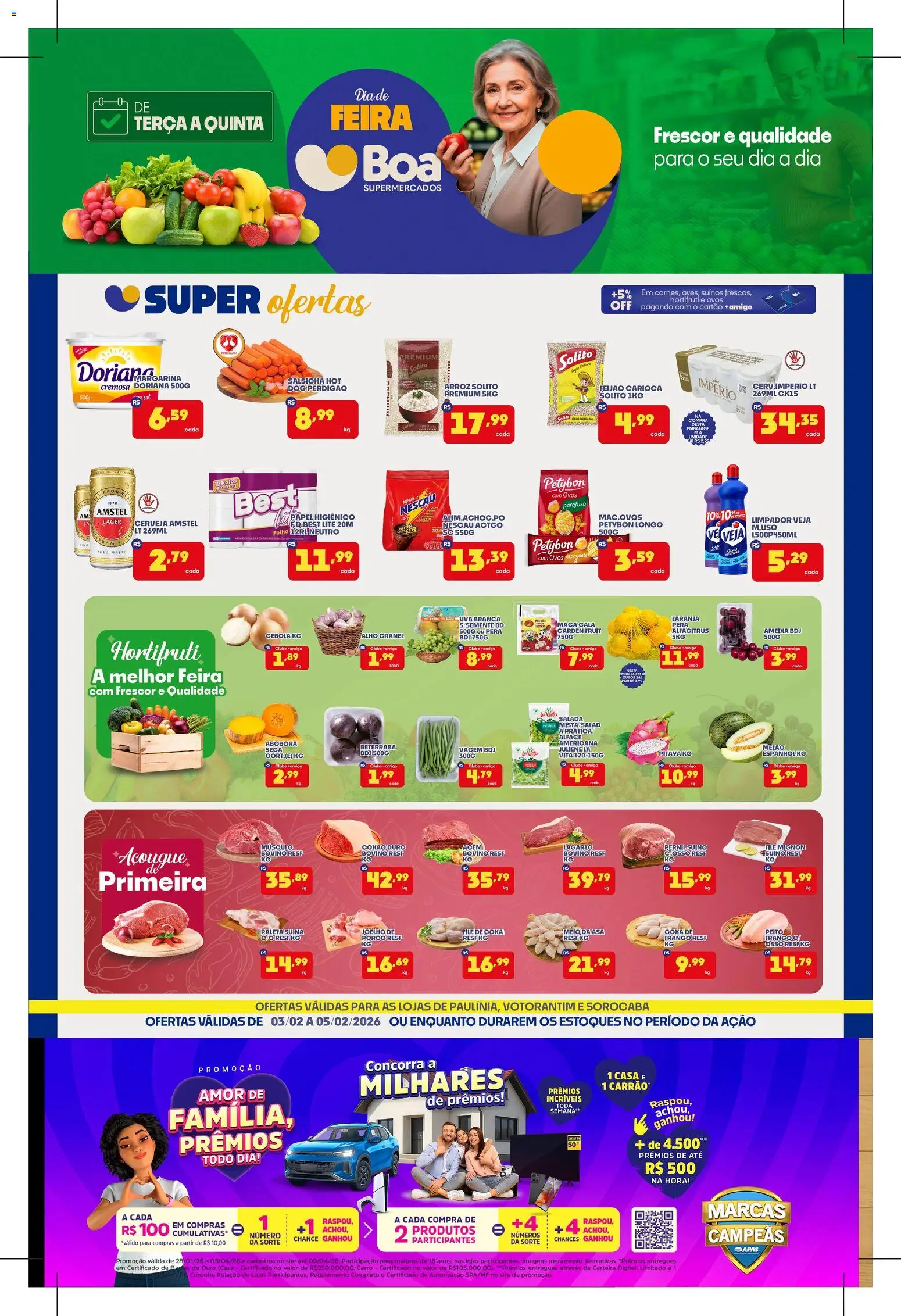 Boa Supermercados Folheto - válido de 03.02.2026 | Página: 1 | Produtos: Doriana, Ovos, Arroz, Ameixa