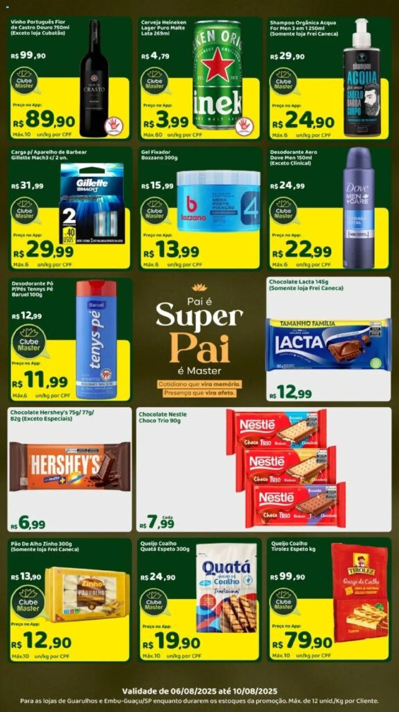 Master Folheto - válido de 06.08.2025 | Página: 3 | Produtos: Pao de alho, Queijo, Cerveja, Heineken