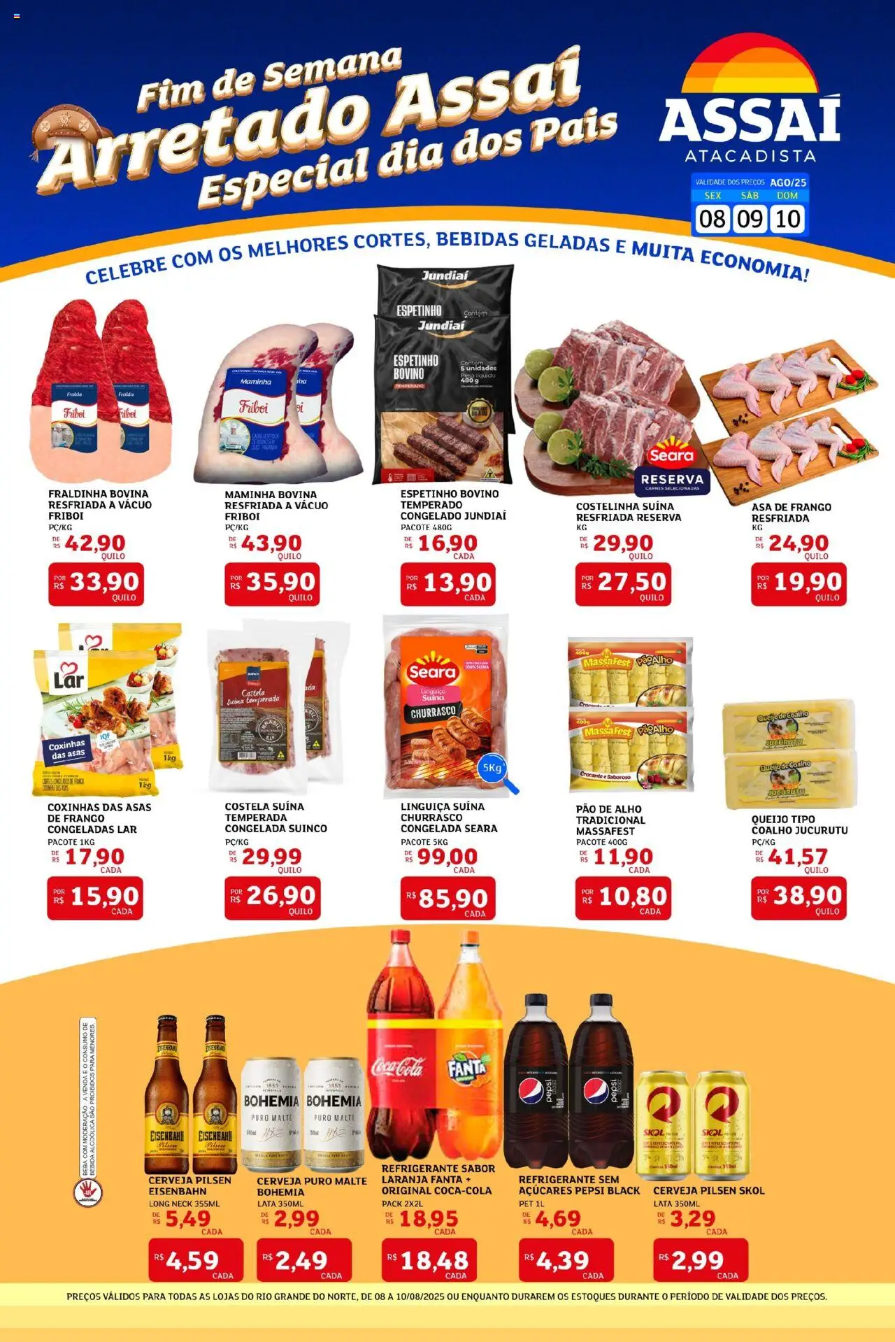 Assaí Atacadista Folheto - válido de 08.08.2025 | Página: 1 | Produtos: Fanta, Linguiça, Eisenbahn, Queijo