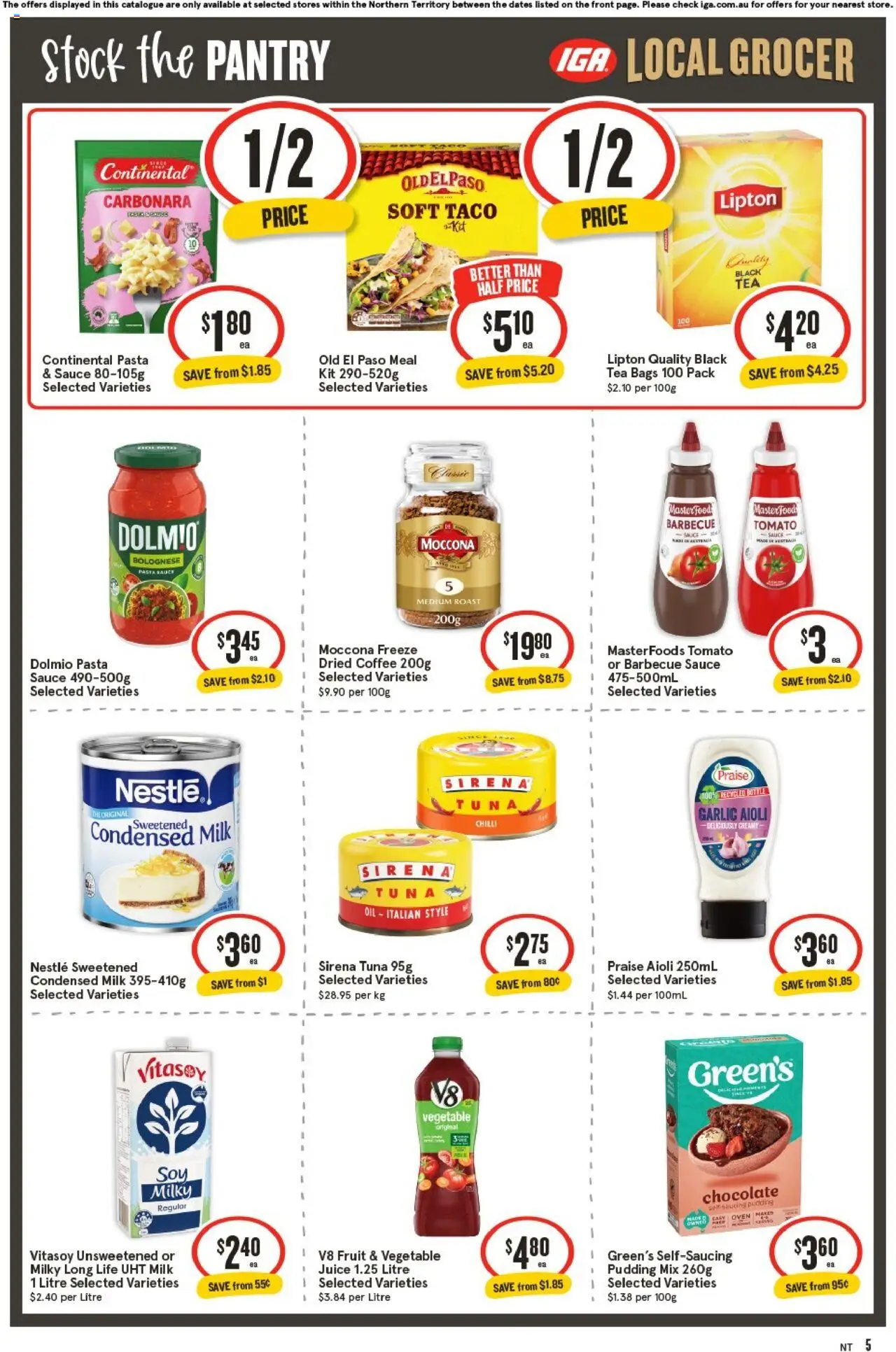 IGA catalogue - valid from 22.10.2025 | Page: 5 | Products: Chocolate, Pudding, Garlic, Moccona