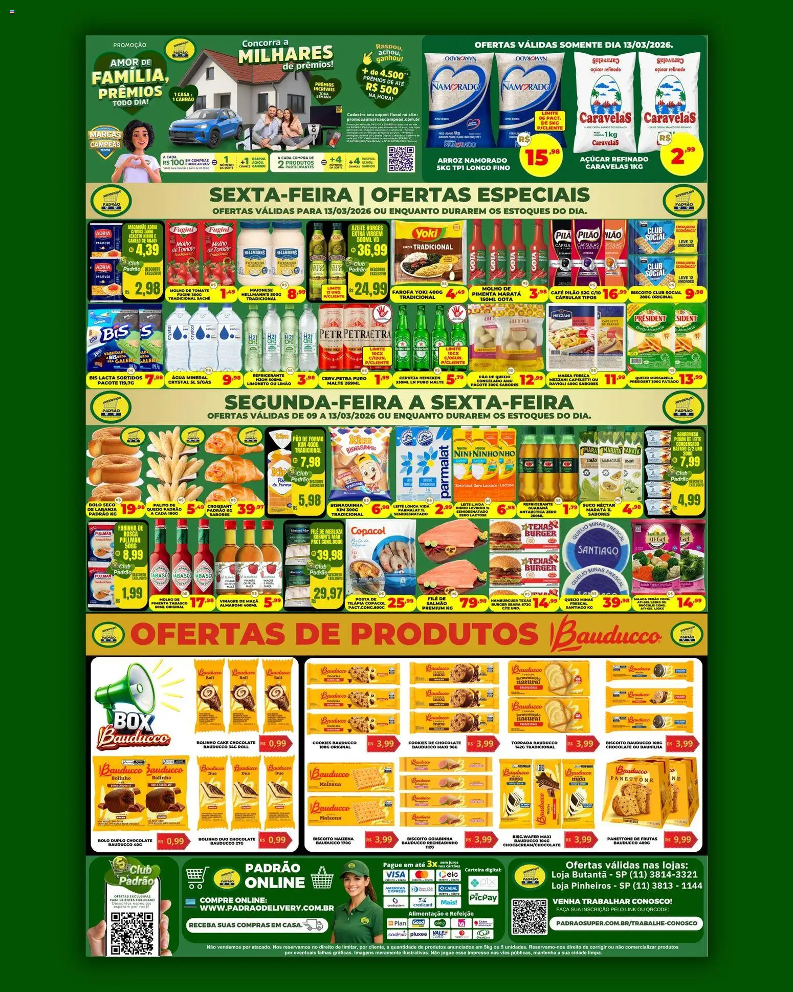 Supermercado Padrão Folheto - válido de 09.03.2026 | Página: 2 | Produtos: Queijo, Heineken, Café pilão, Maionese