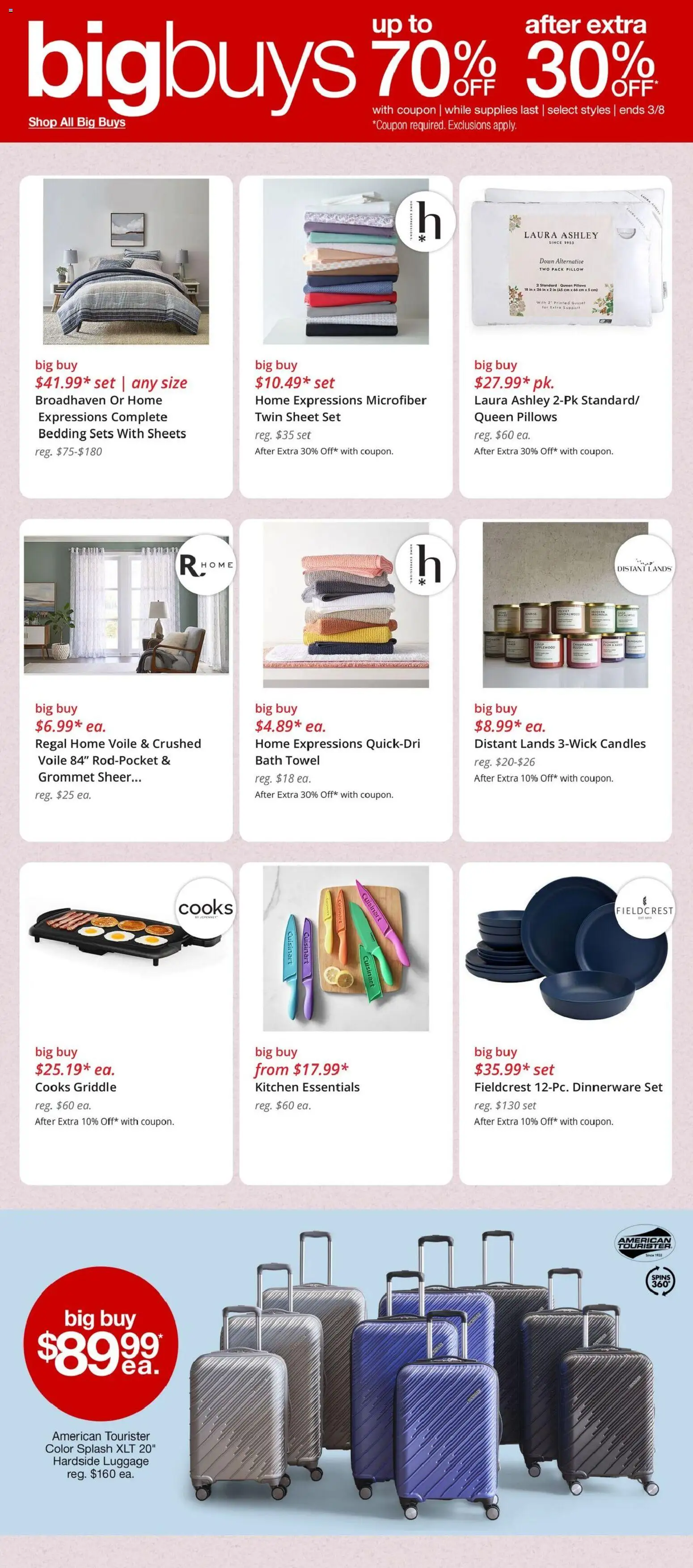 JCPenney Weekly Ad - valid from 02.03.2026 | Page: 7 | Products: Pillow, Bath, Griddle, Sheet