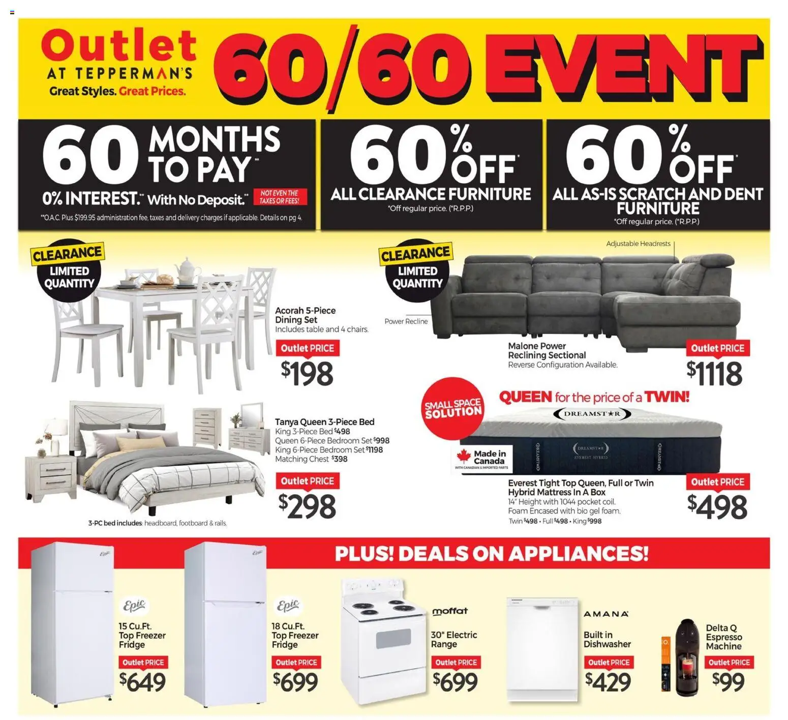 Tepperman's flyer valid from 13.03.2026 | Page: 1 | Products: Dishwasher, Mattress, Table, Box