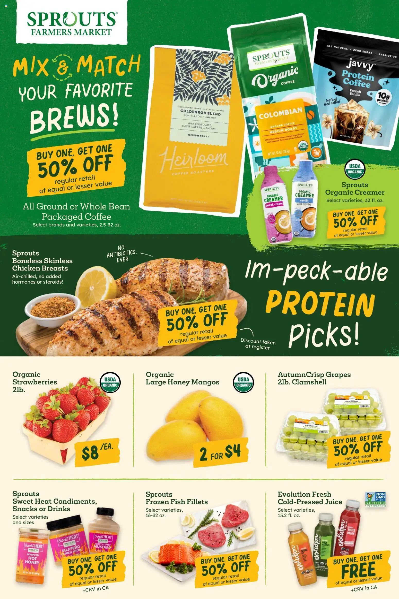 Sprouts Weekly Ad - valid from 25.02.2026 | Page: 2 | Products: Coffee, Strawberries, Cream, Melon