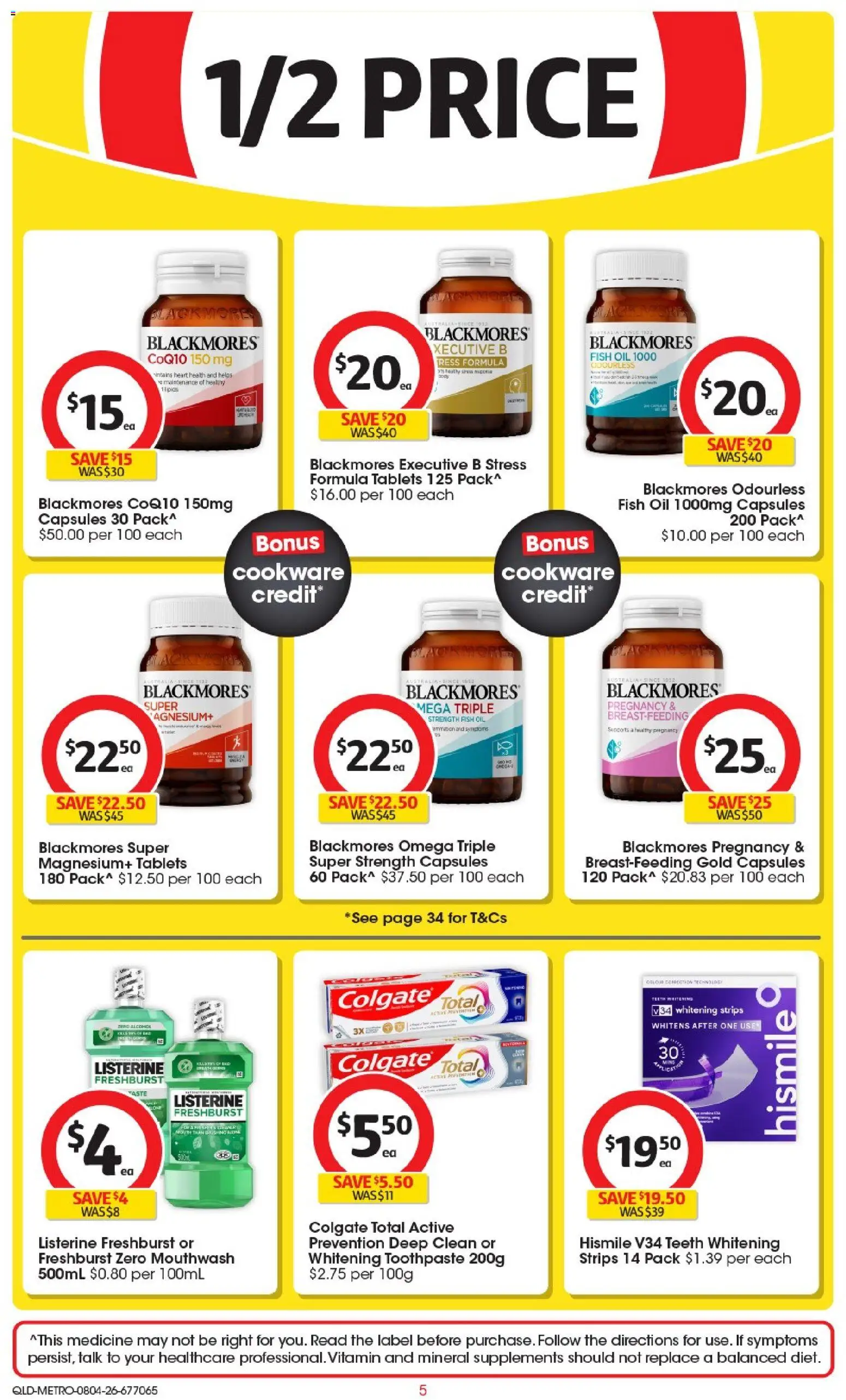 Coles catalogue - valid from 08.04.2026 | Page: 5 | Products: Cookware, Fish oil, Tablets, Teeth whitening