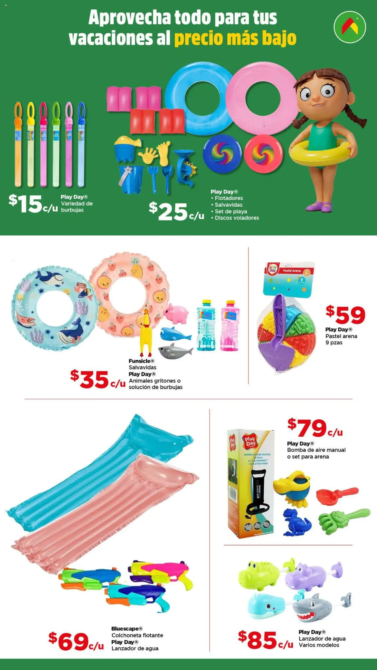 Nuevas ofertas de Bodega Aurrerá válidas en toda la República Mexicana desde el 06.03.2026. ¡Encuentra las mejores ofertas en Bodega Aurrerá folleto Vacaciones! | Página: 2 | Productos: Colchoneta, Agua, Pastel