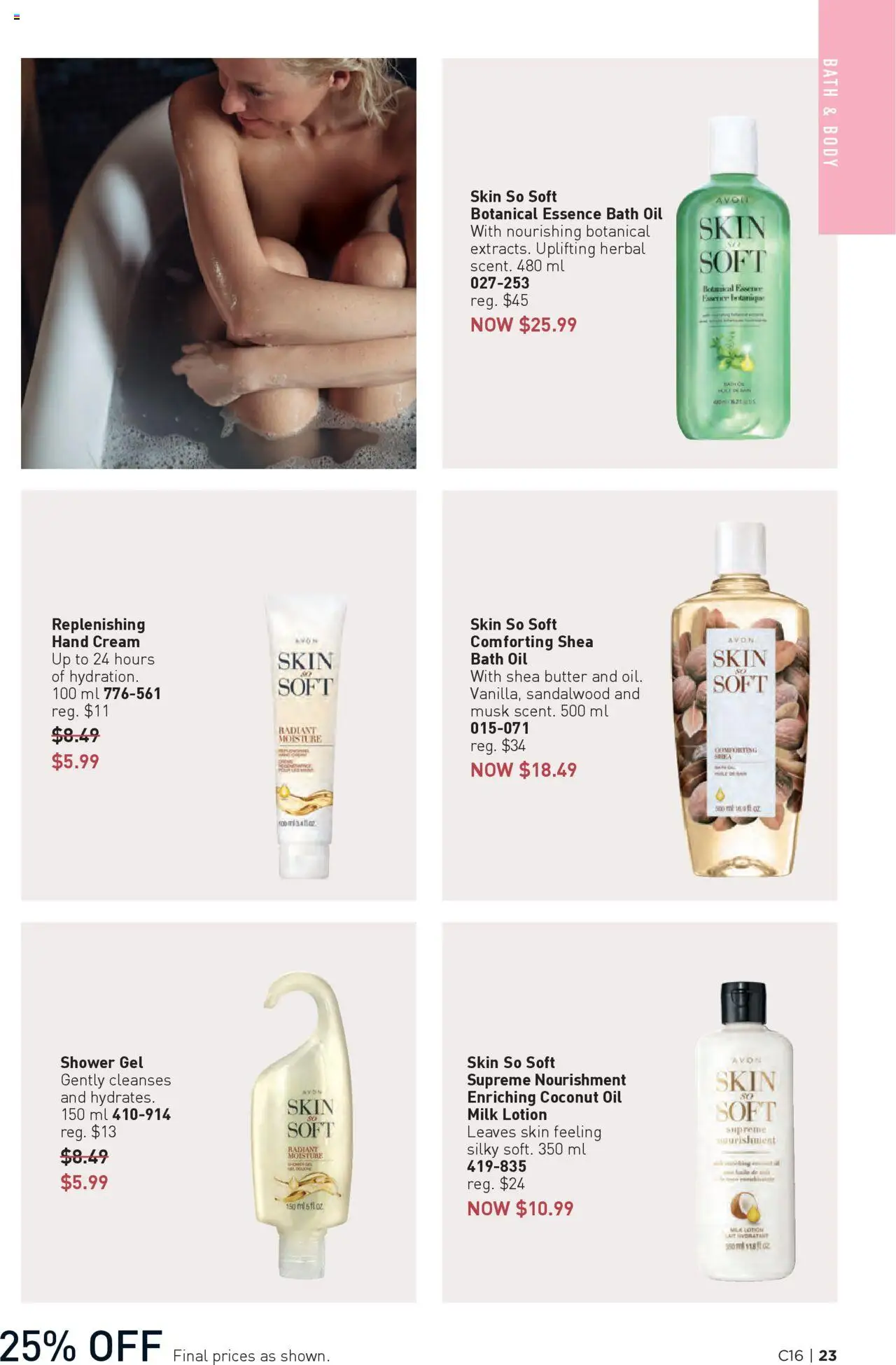 Avon flyer valid from 31.07.2025 | Page: 23 | Products: Hand cream, Bath, Milk, Butter