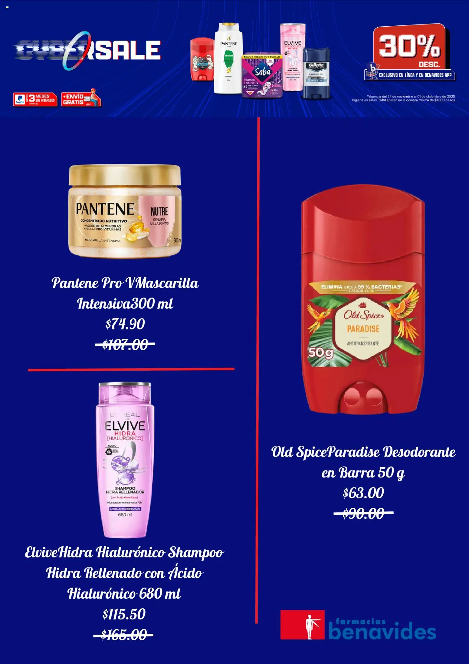 Nuevas ofertas de Farmacia Benavides válidas en toda la República Mexicana desde el 24.11.2025. ¡Encuentra las mejores ofertas en Farmacia Benavides Cyber Monday! | Página: 5 | Productos: Antitranspirante, Almendras, Barra, Mascarilla