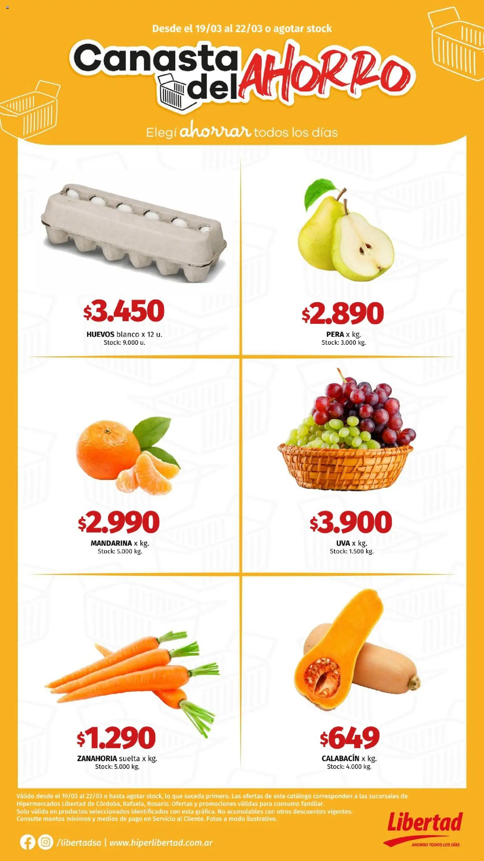 Hipermercado Libertad - Canasta CENTRO  │ válido desde el 19.03.2026 | Página: 3 | Productos: Pera, Uva, Huevos, Zanahoria