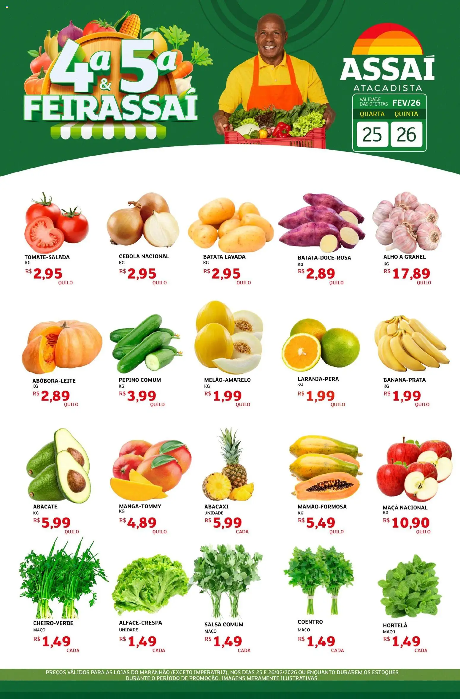 Assaí Atacadista Folheto - válido de 25.02.2026 | Página: 1 | Produtos: Alho, Cebola, Abacaxi, Batata