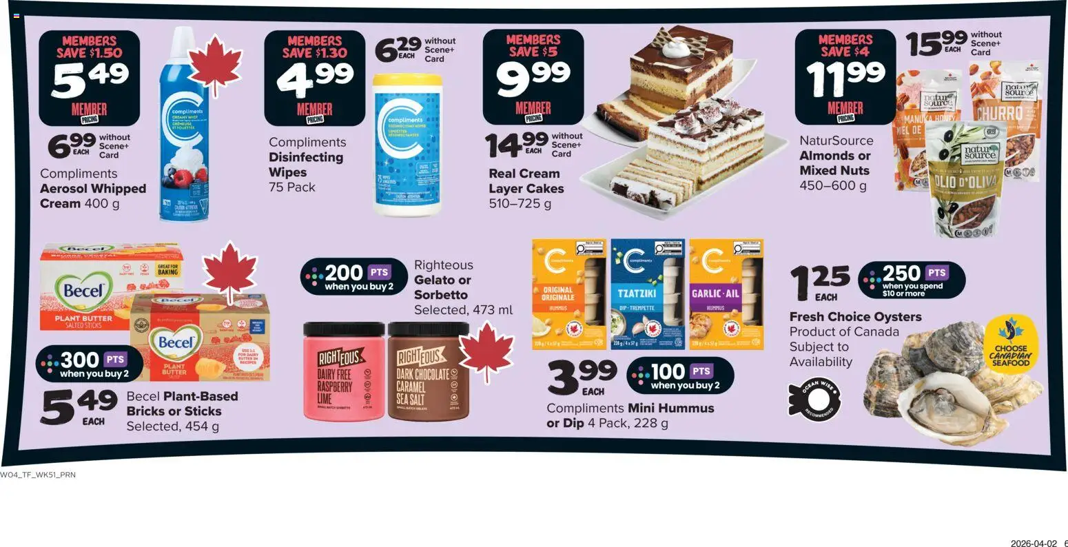 Thrifty Foods flyer valid from 16.04.2026 | Page: 12 | Products: Nuts, Cream, Butter, Chocolate