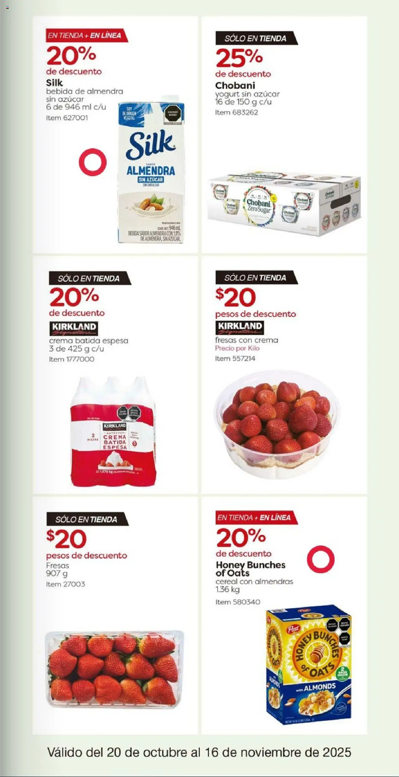 Nuevas ofertas de Costco válidas en toda la República Mexicana desde el 20.10.2025. ¡Encuentra las mejores ofertas en Costco catálogo! | Página: 23 | Productos: Almendras, Azúcar, Crema, Fresas