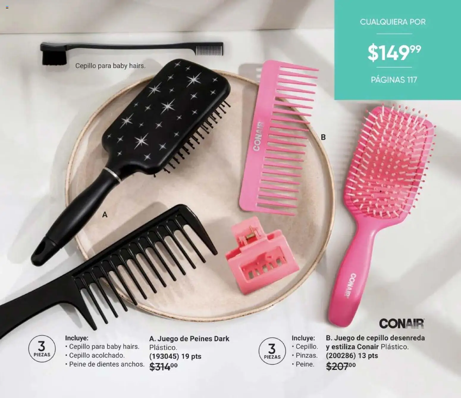 Nuevas ofertas de AVON válidas en toda la República Mexicana desde el 28.11.2025. ¡Encuentra las mejores ofertas en AVON Casa & Estilo 18 2025! | Página: 117 | Productos: Cepillo, Juego, Peine